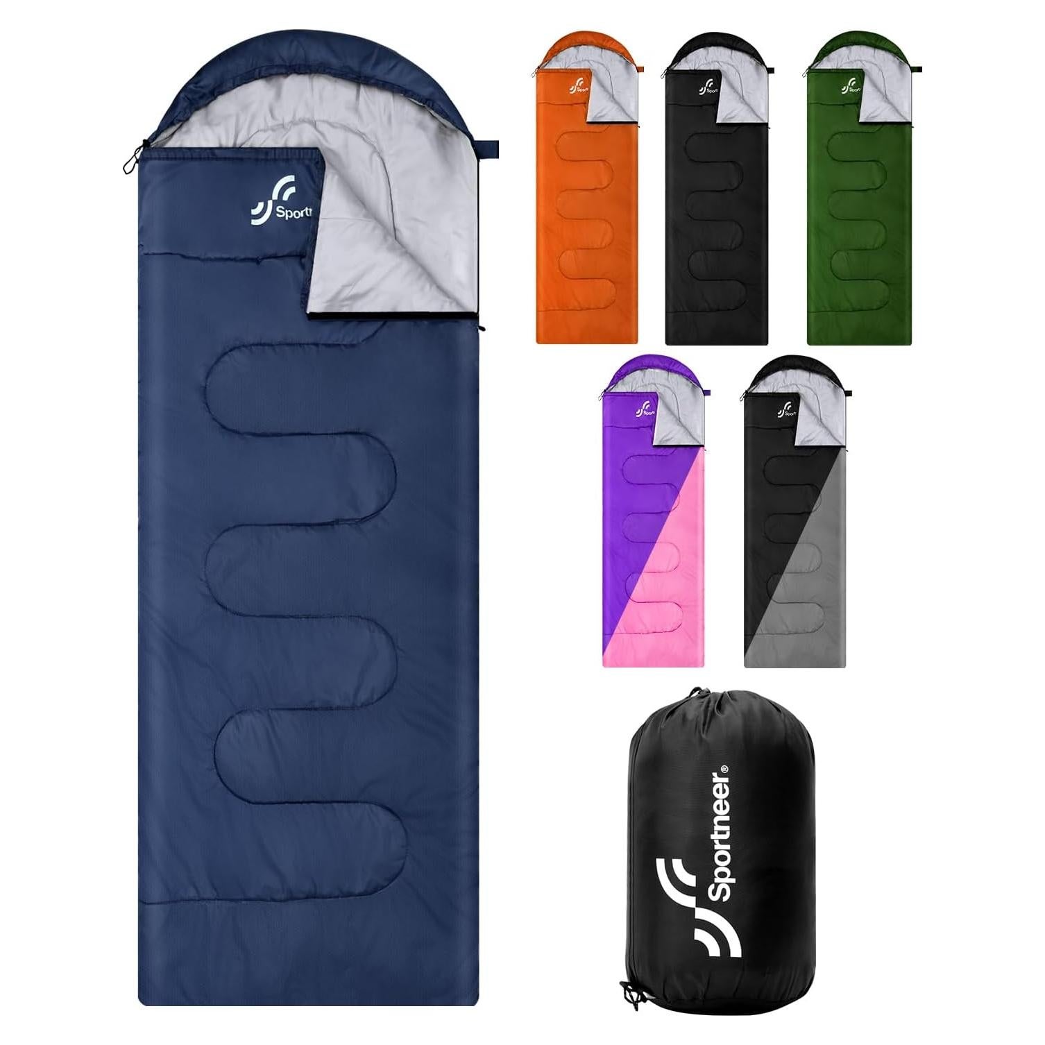 Saco de dormir Sportneer 3 estaciones 220x75 cm azul oscuro