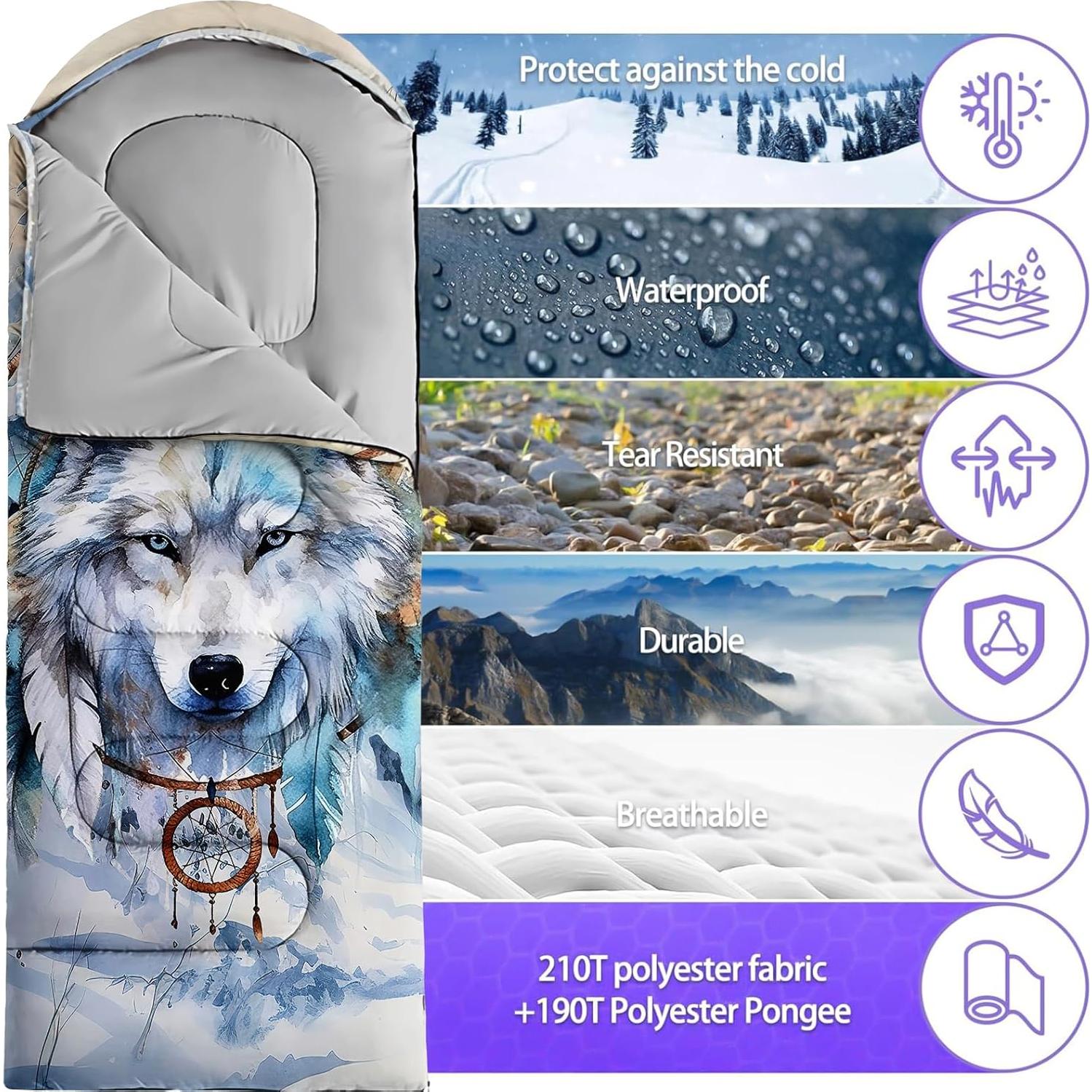 Saco de dormir Nttopship 3 estaciones 230x76 cm impermeable