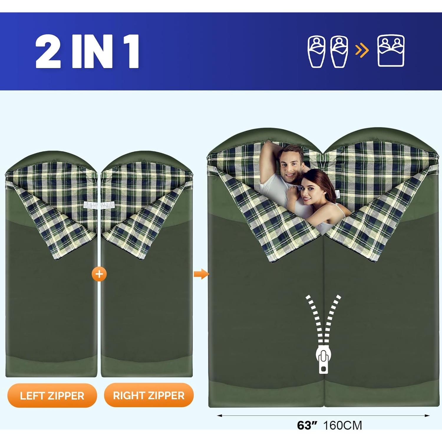 Saco de Dormir Ultraligero WKFAMOUT 200x83 cm para Senderismo