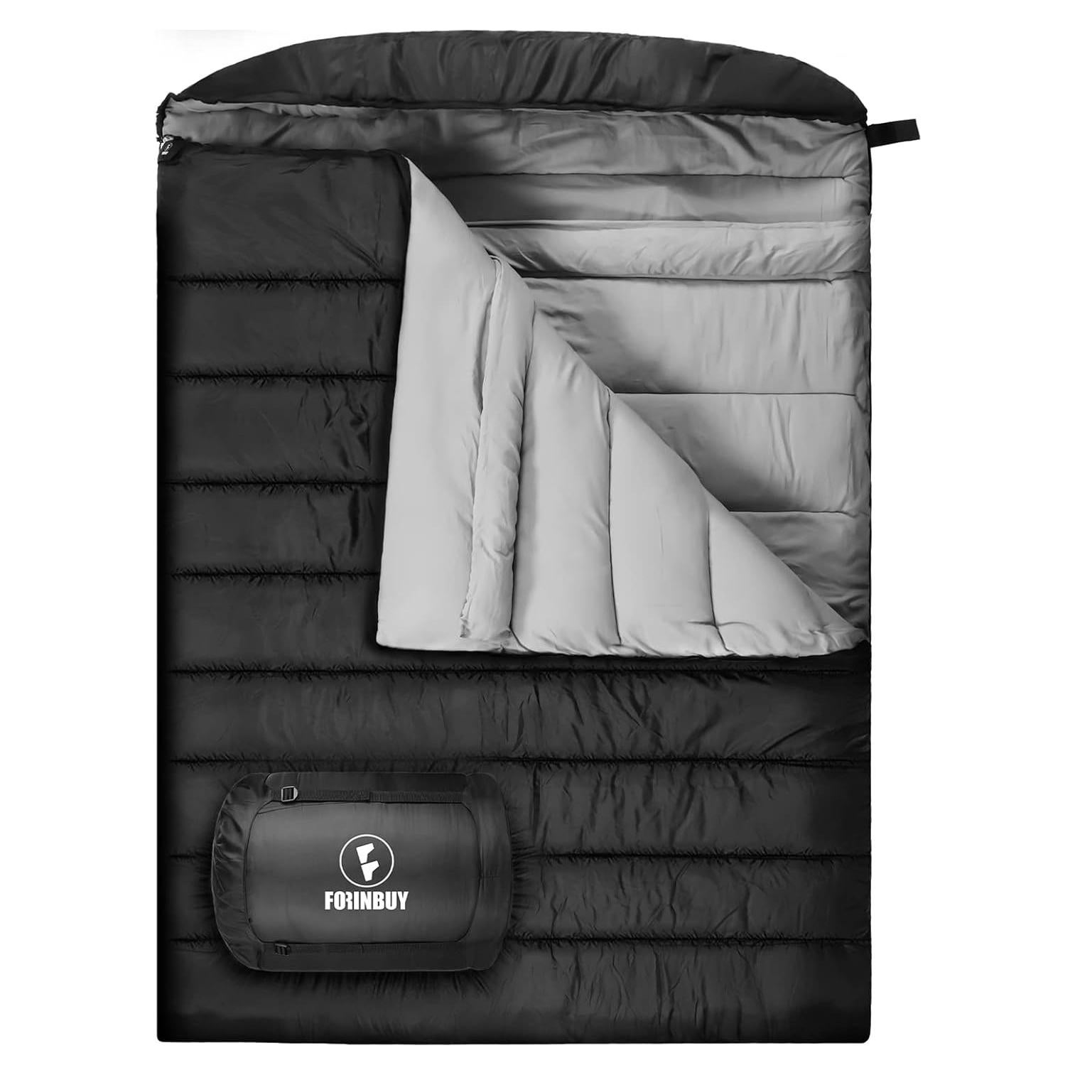 Saco de dormir doble Forinbuy 0°C para 2 personas gris-negro