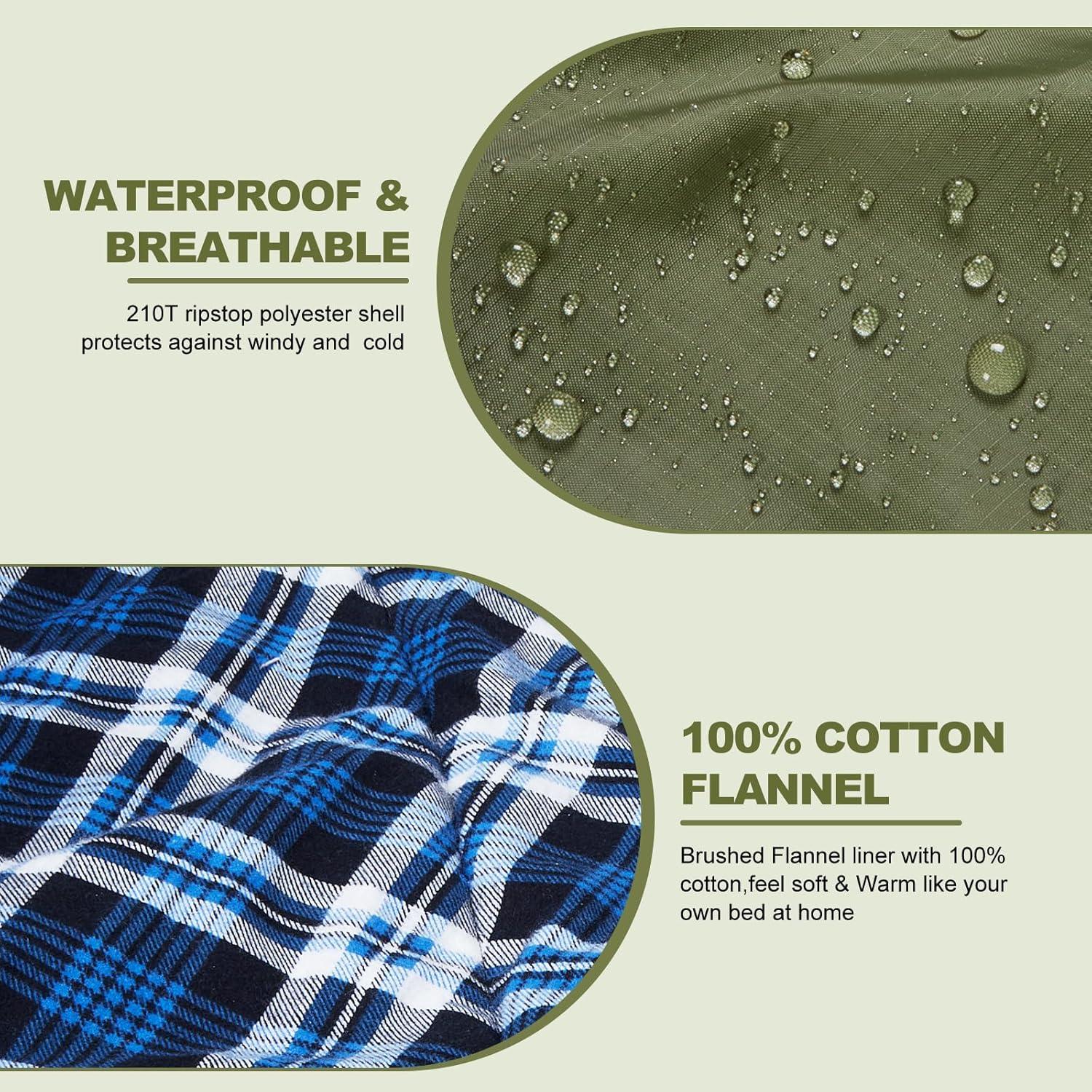 Saco de Dormir Doble AGEMORE Algodón Flanelado Reina 2 Personas