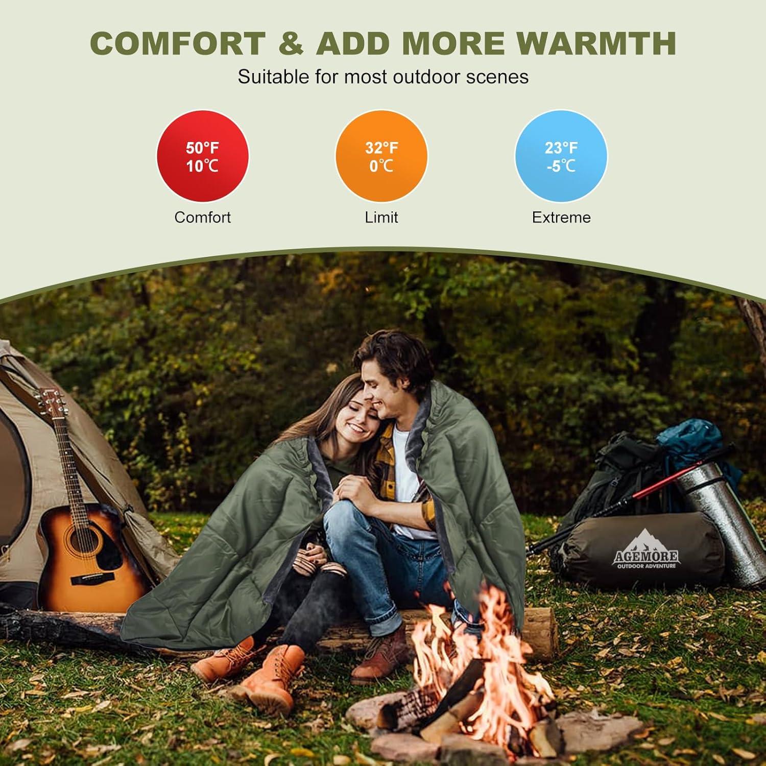 Saco de Dormir Doble AGEMORE Algodón Flanelado Reina 2 Personas