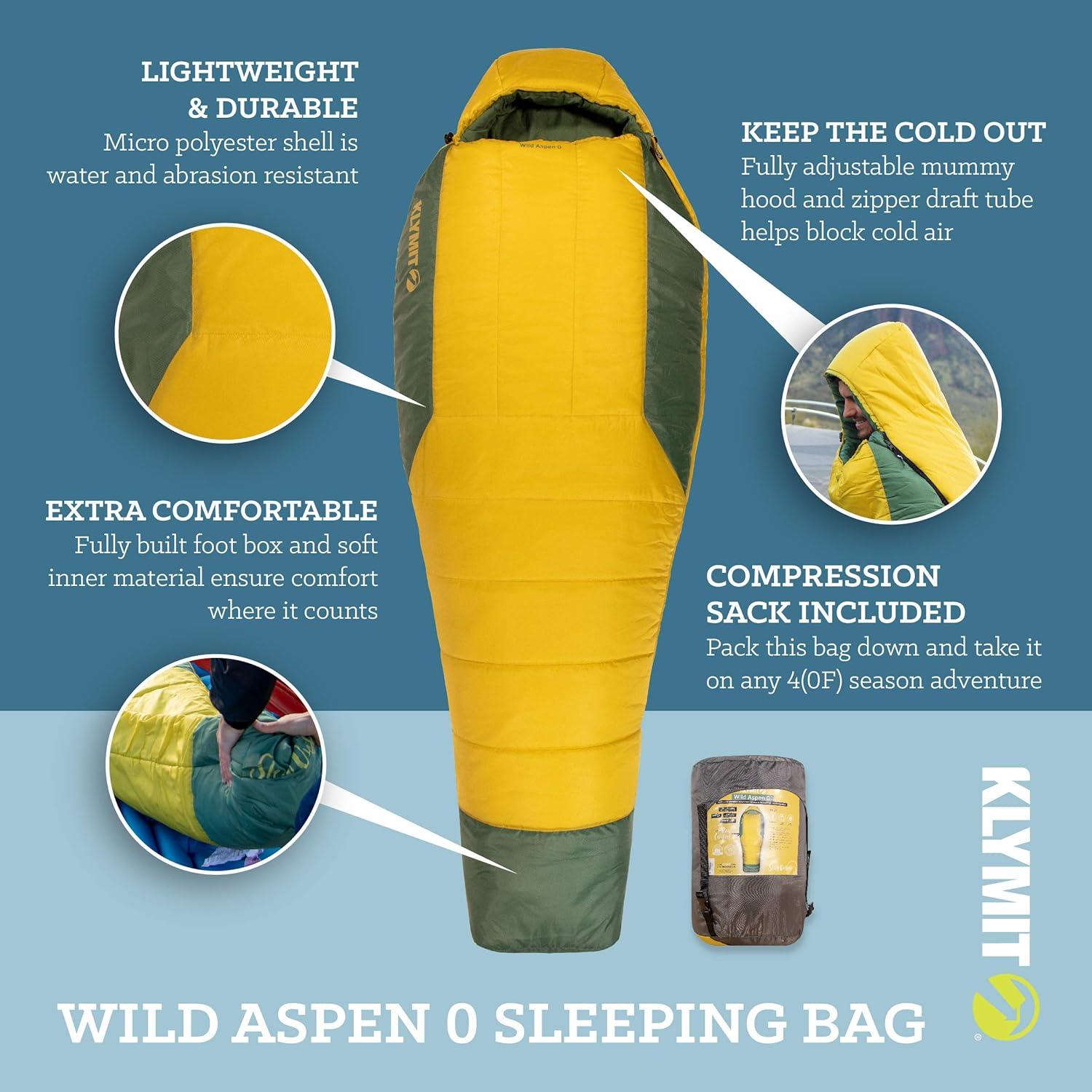 Saco de Dormir Klymit Wild Aspen Ligero Tipo Momia 20°F