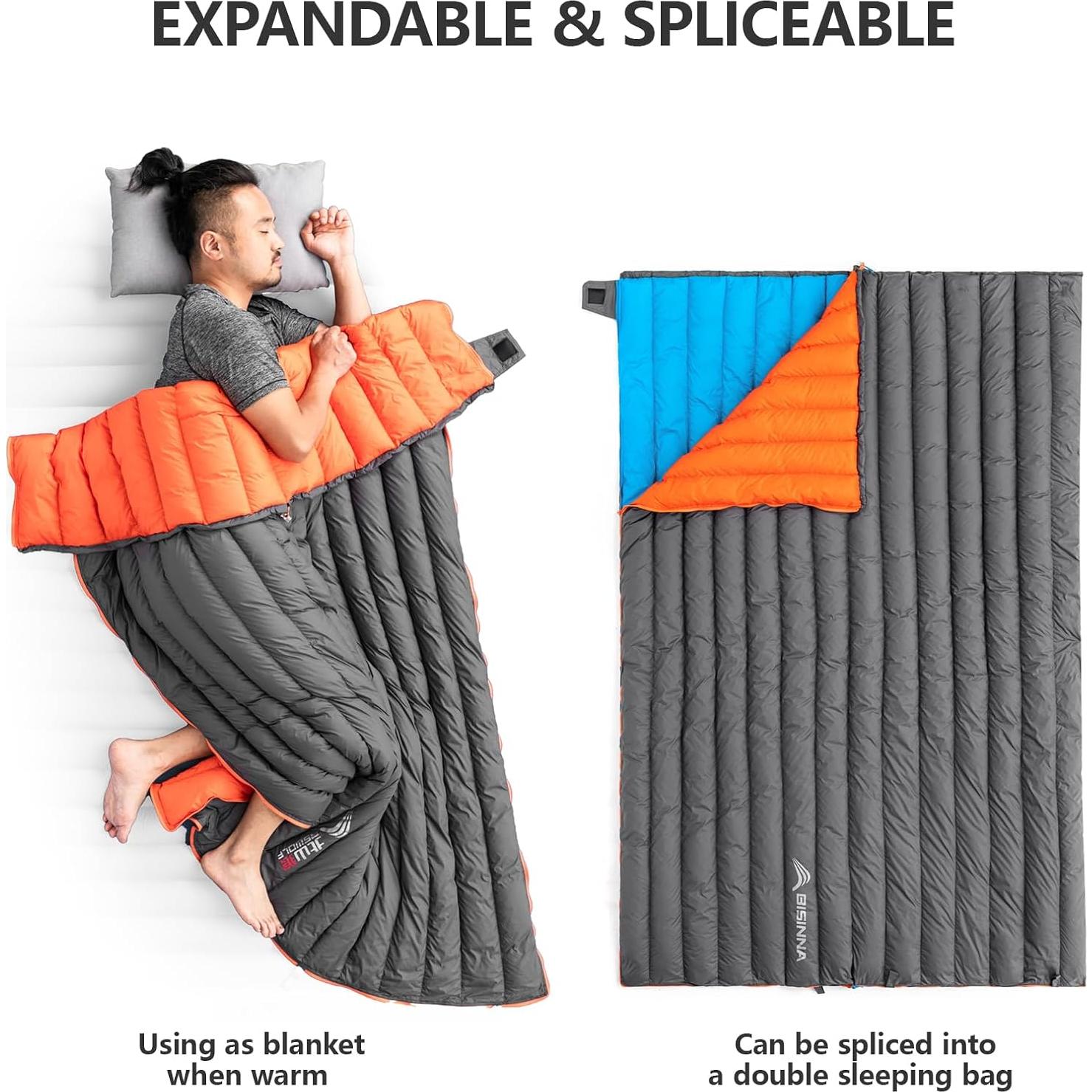 Saco de Dormir Ultraligero BISINNA 0.78kg 0-10C para Camping