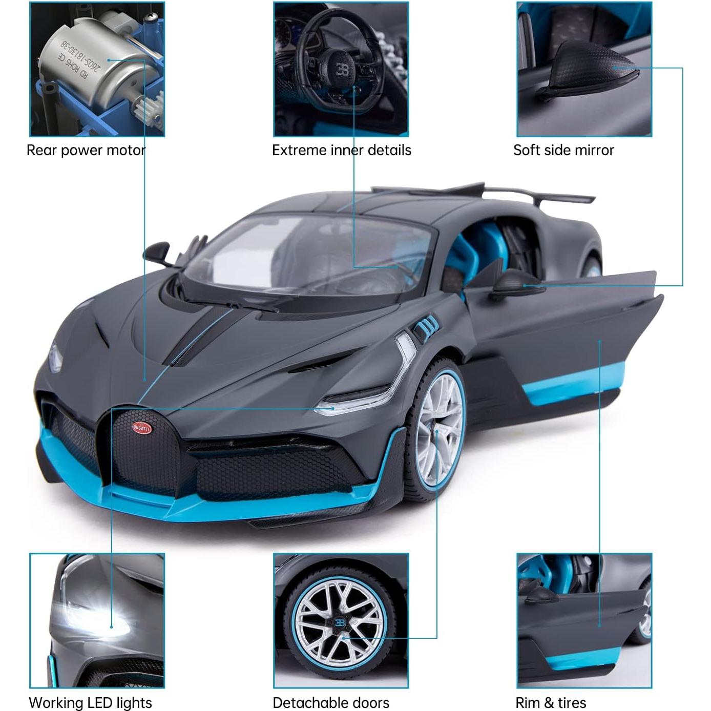 Coche RC Rastar Bugatti Divo 1:14 Puertas Abiertas - Gris