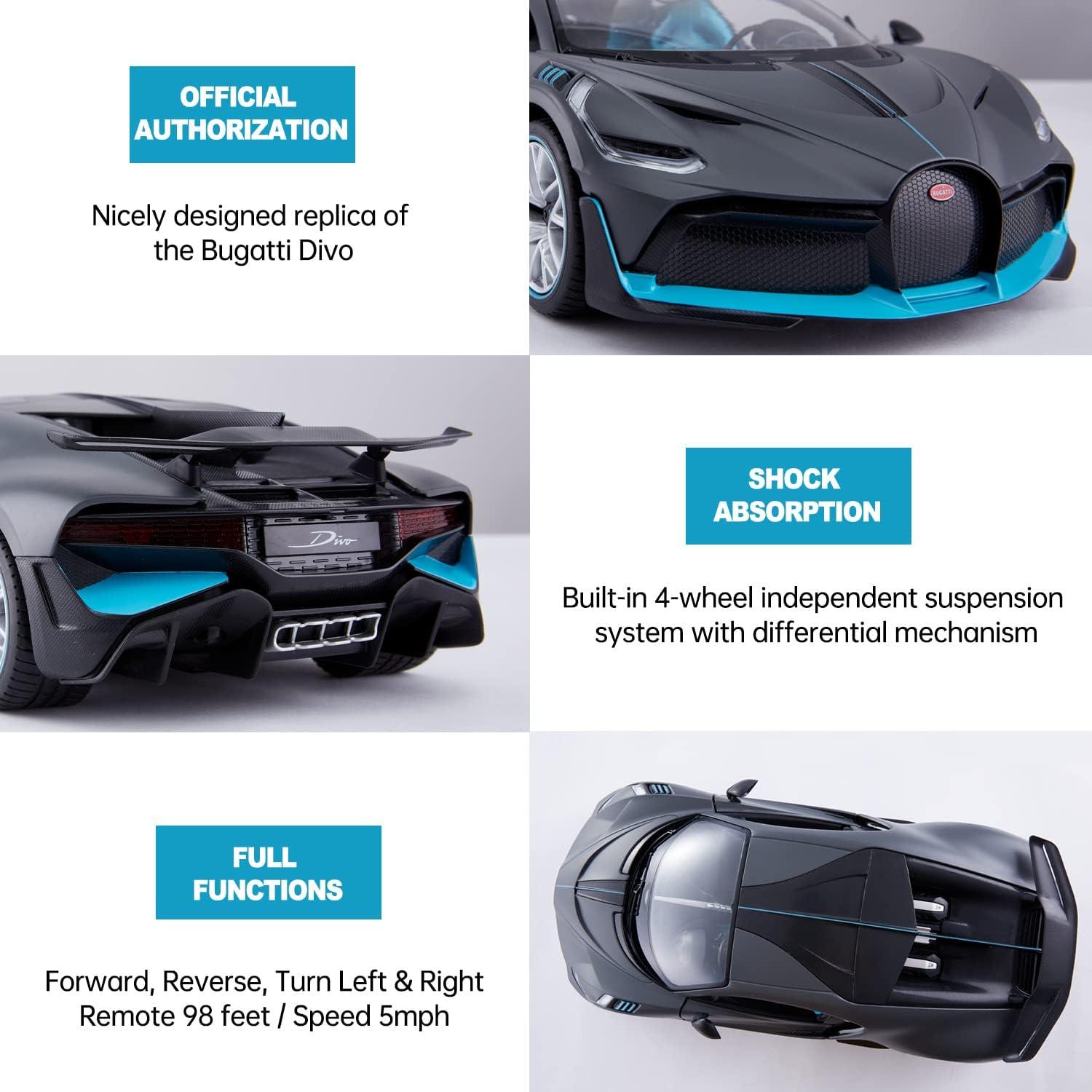 Coche RC Rastar Bugatti Divo 1:14 Puertas Abiertas - Gris