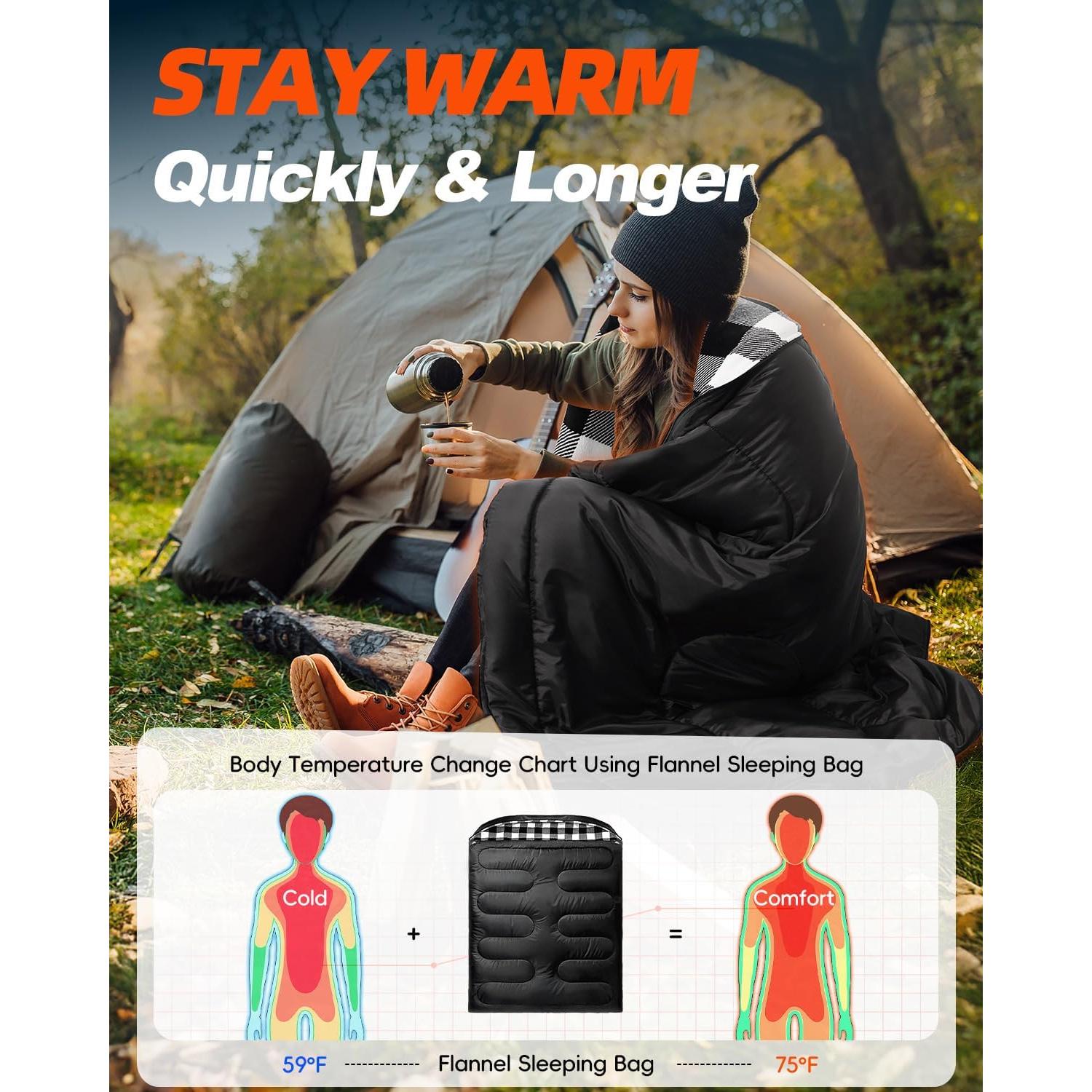 Saco de Dormir Doble MEREZA Flannel XL 2 Personas 0°C