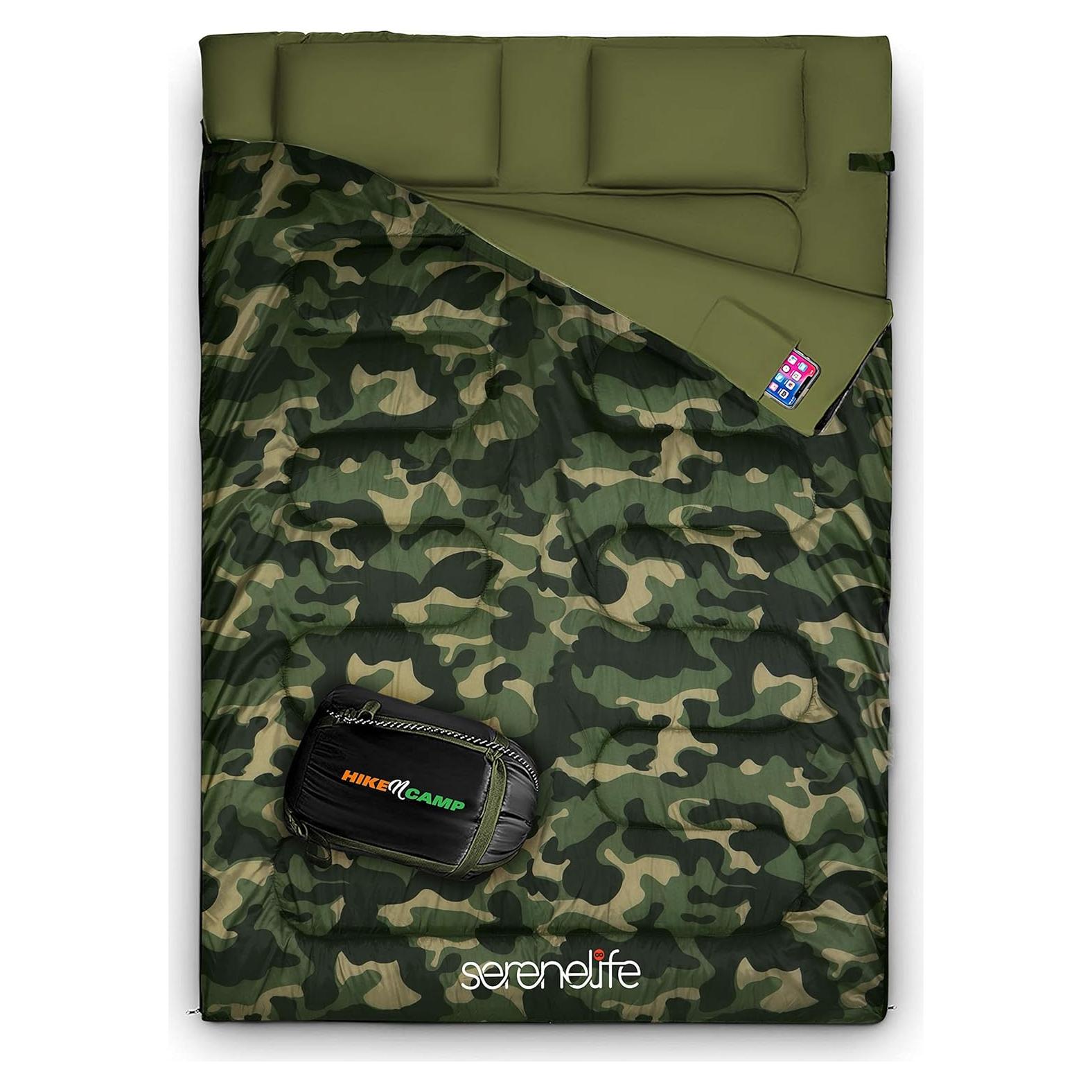 Saco de dormir doble SereneLife impermeable para 2 personas