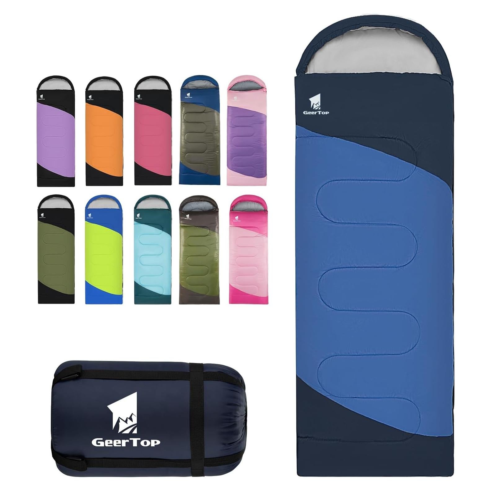Saco de dormir GEERTOP A-Camping 219 cm Rosa y Azul para Camping