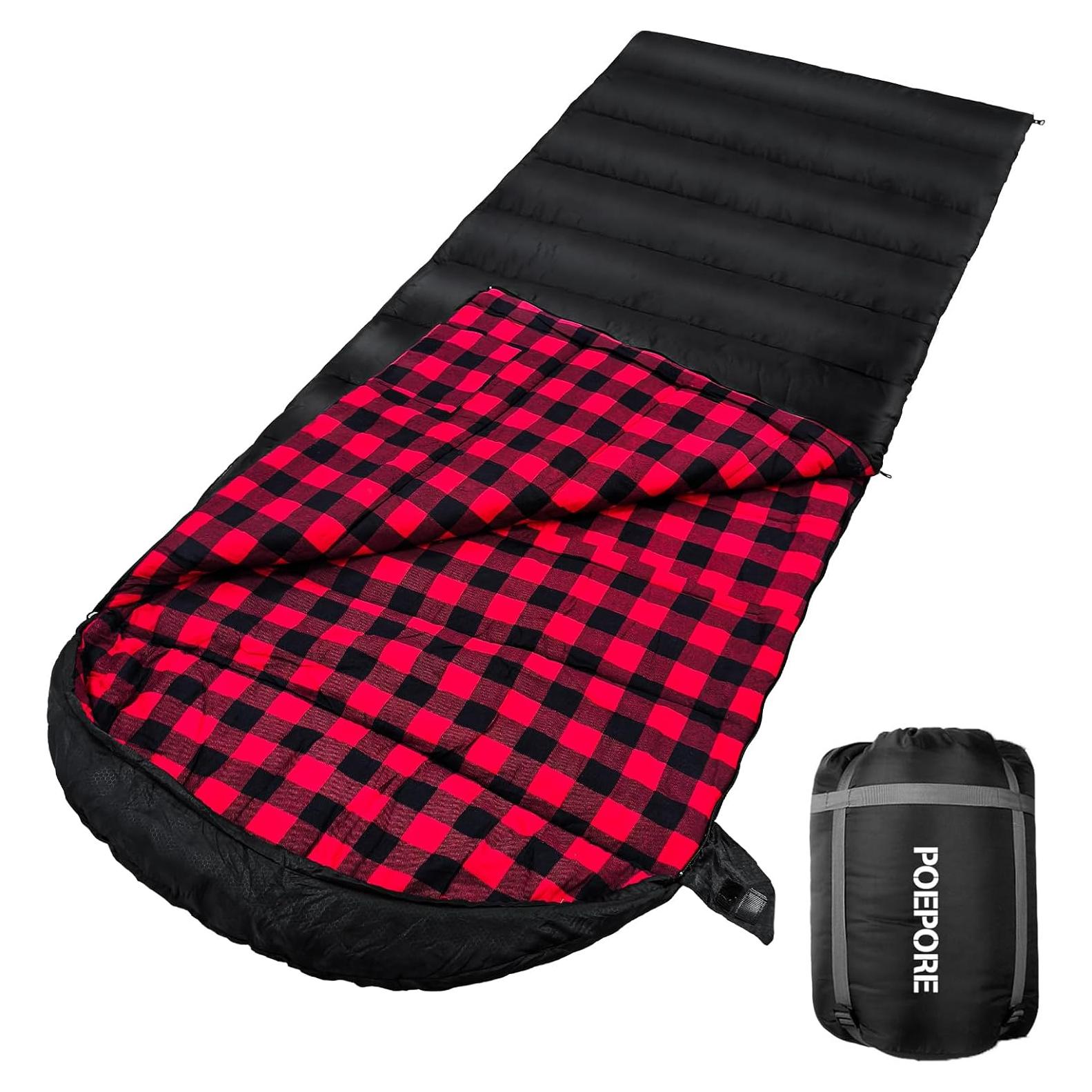 Saco de dormir POEPORE XXL 0°C Franela Camping 4 Estaciones