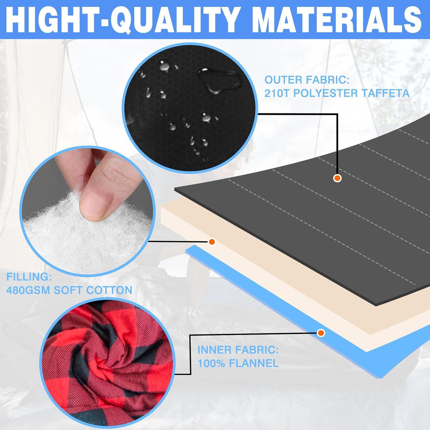 Saco de dormir POEPORE XXL 0°C Franela Camping 4 Estaciones