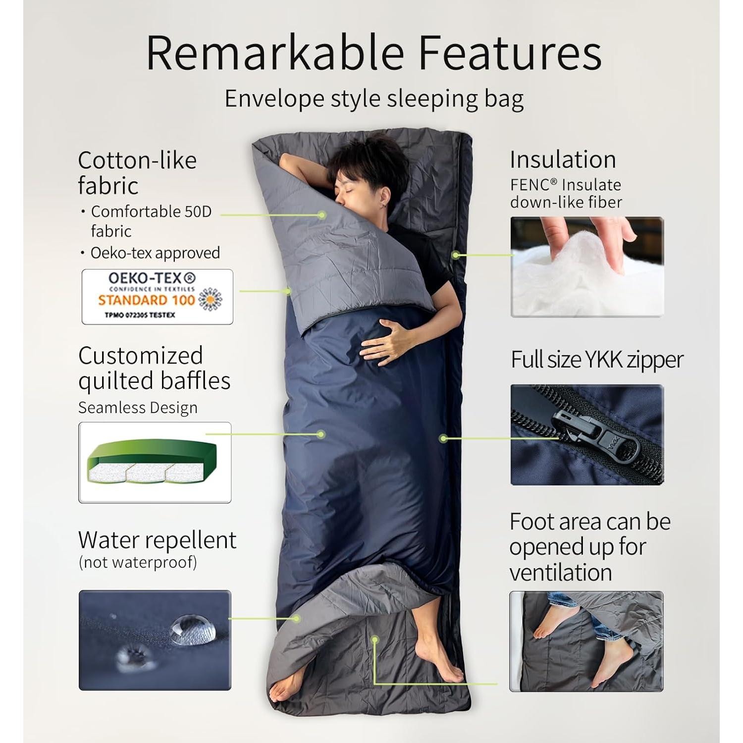 Saco de dormir combinable Litume C068 20°C 1.6kg ligero y portátil