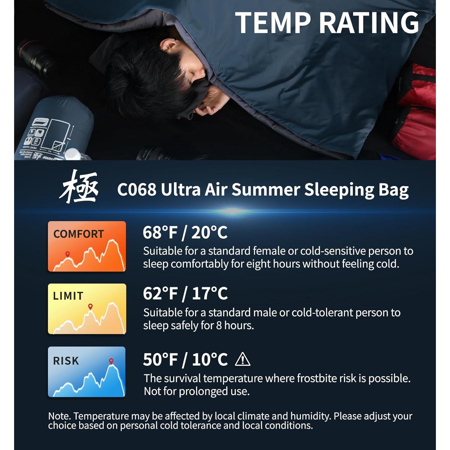 Saco de dormir combinable Litume C068 20°C 1.6kg ligero y portátil