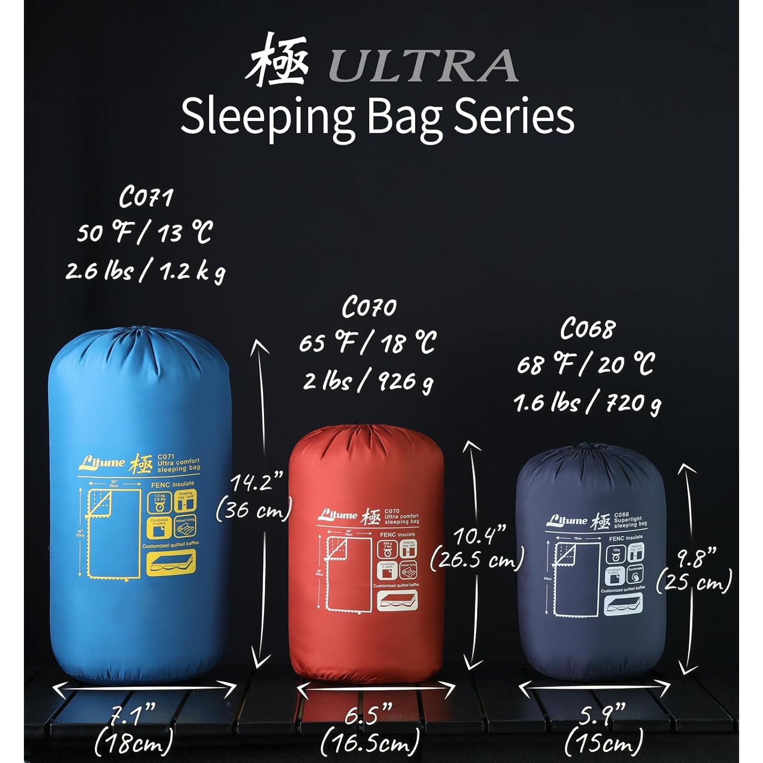 Saco de dormir combinable Litume C068 20°C 1.6kg ligero y portátil