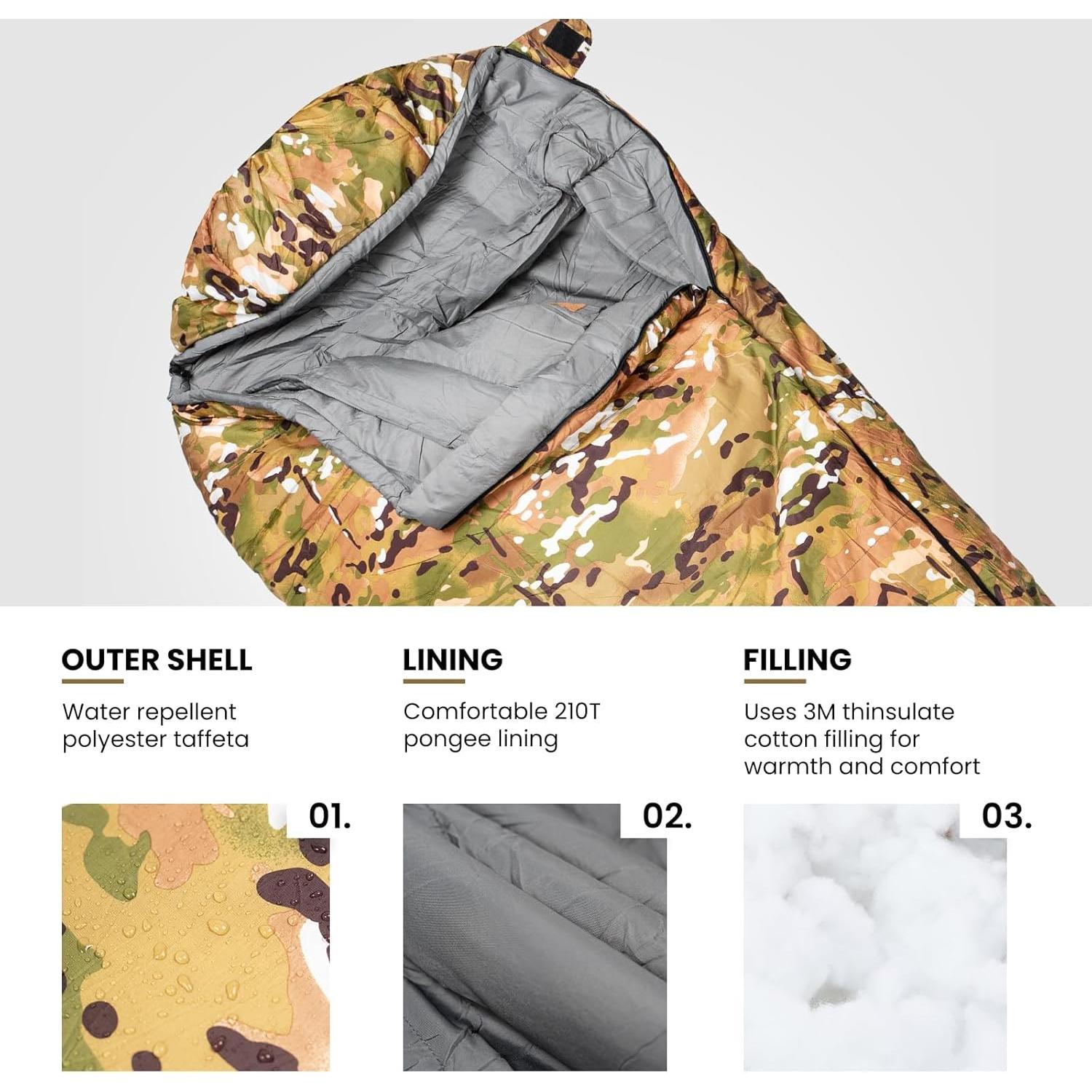 Saco de Dormir Mummy OneTigris 4 Estaciones 0°C Camo