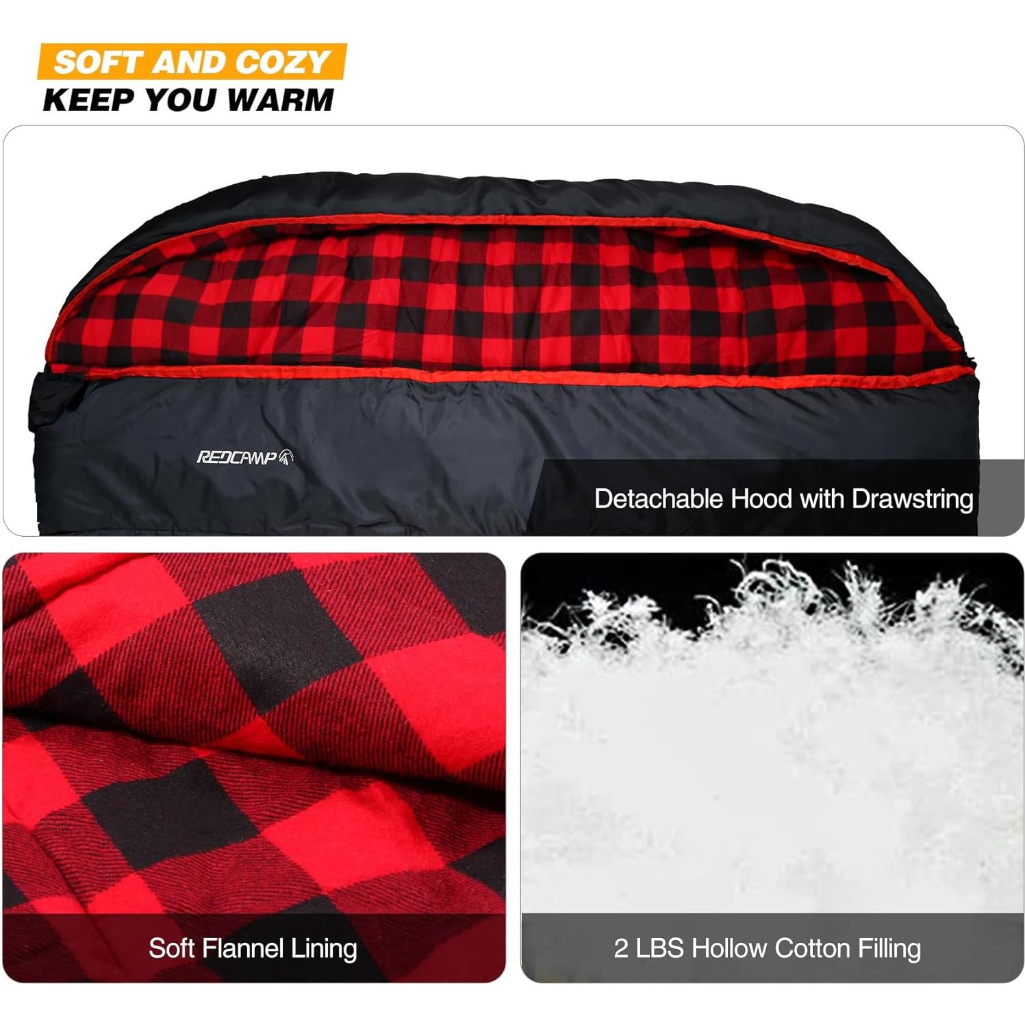 Saco de Dormir Doble REDCAMP Algodón Franela 225x148 cm