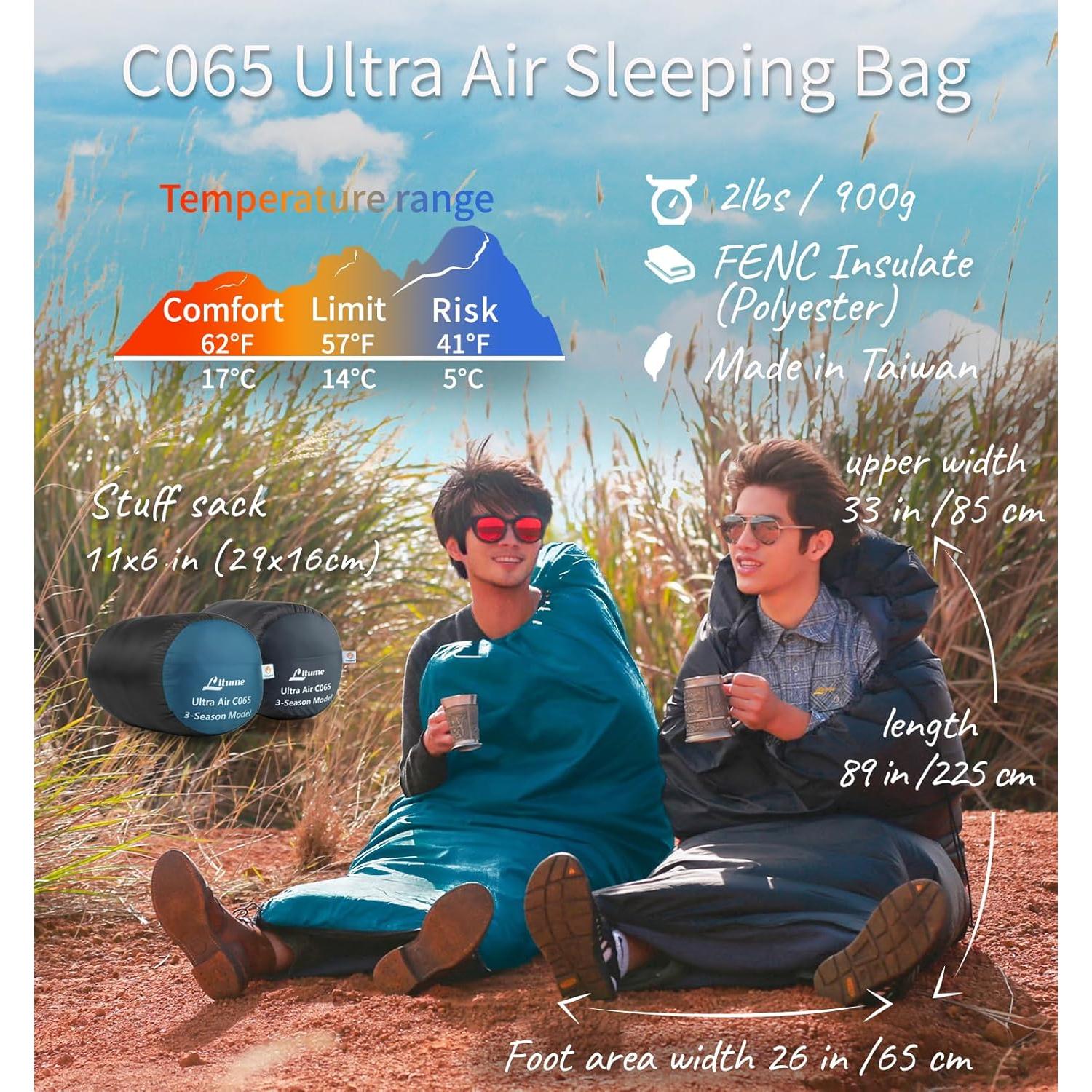 Saco de dormir compacto Litume C065 con forro de terciopelo