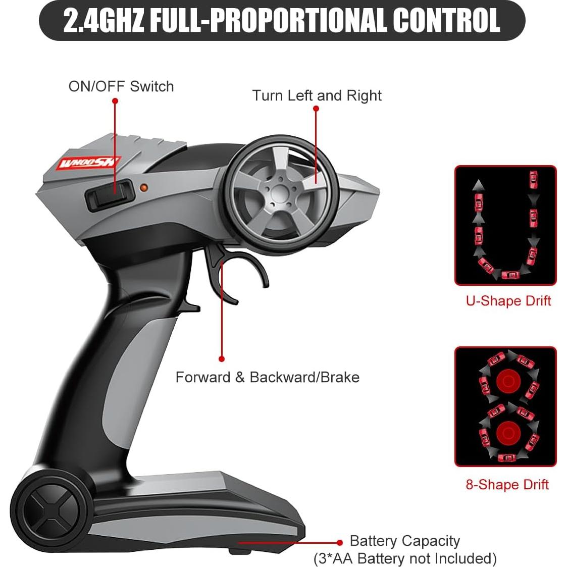 Coche RC Drift Hitish 1:16 30KM/h con Luces LED y Baterías