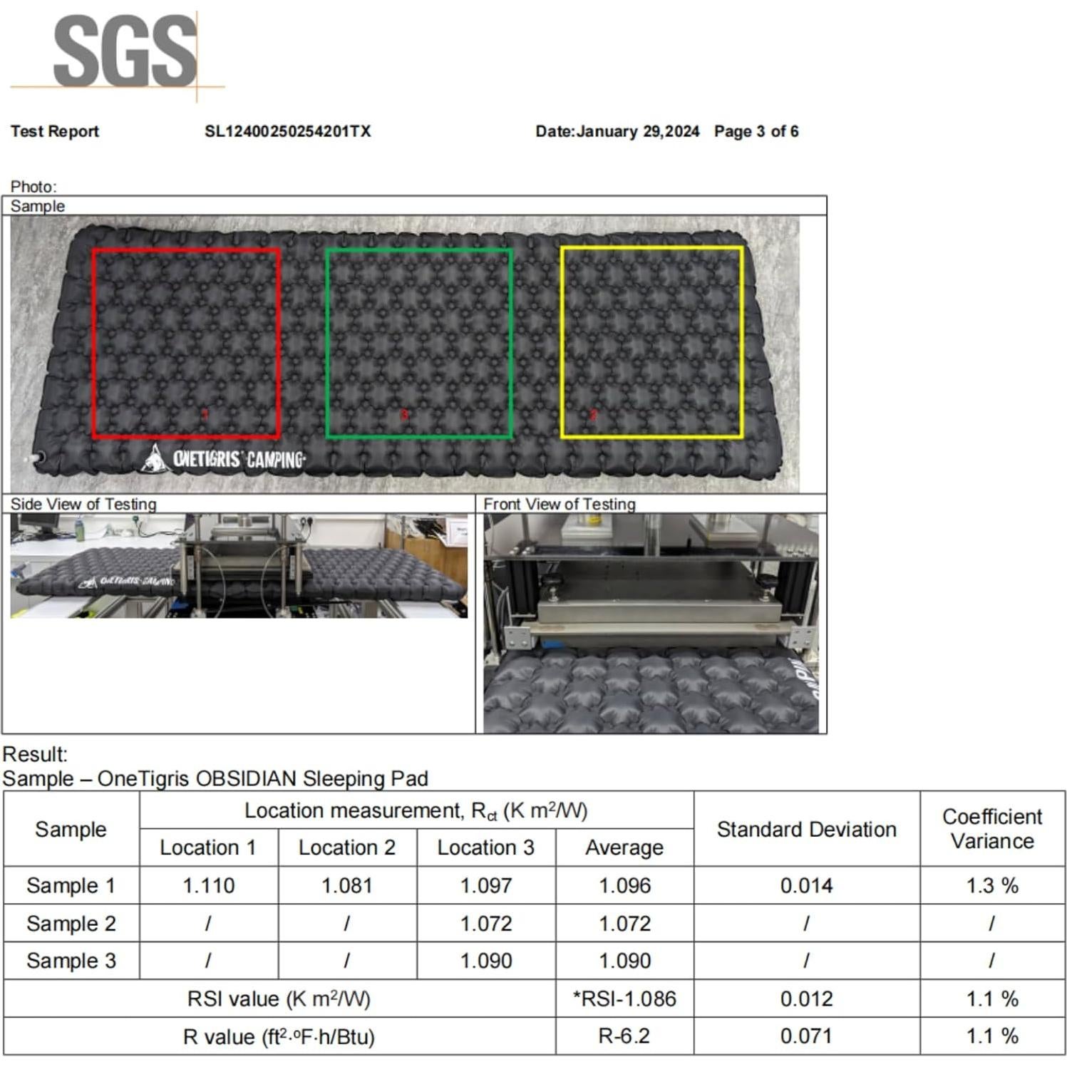 Colchón Inflable OneTigris Obsidian 189x63cm Aislado 5.2R
