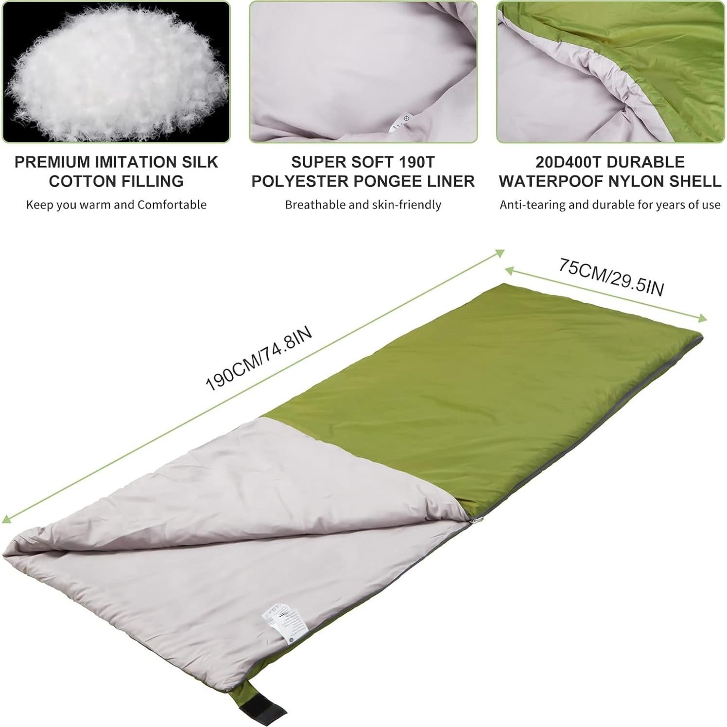 Saco de Dormir Ultraligero AGEMORE 190x75 cm Impermeable