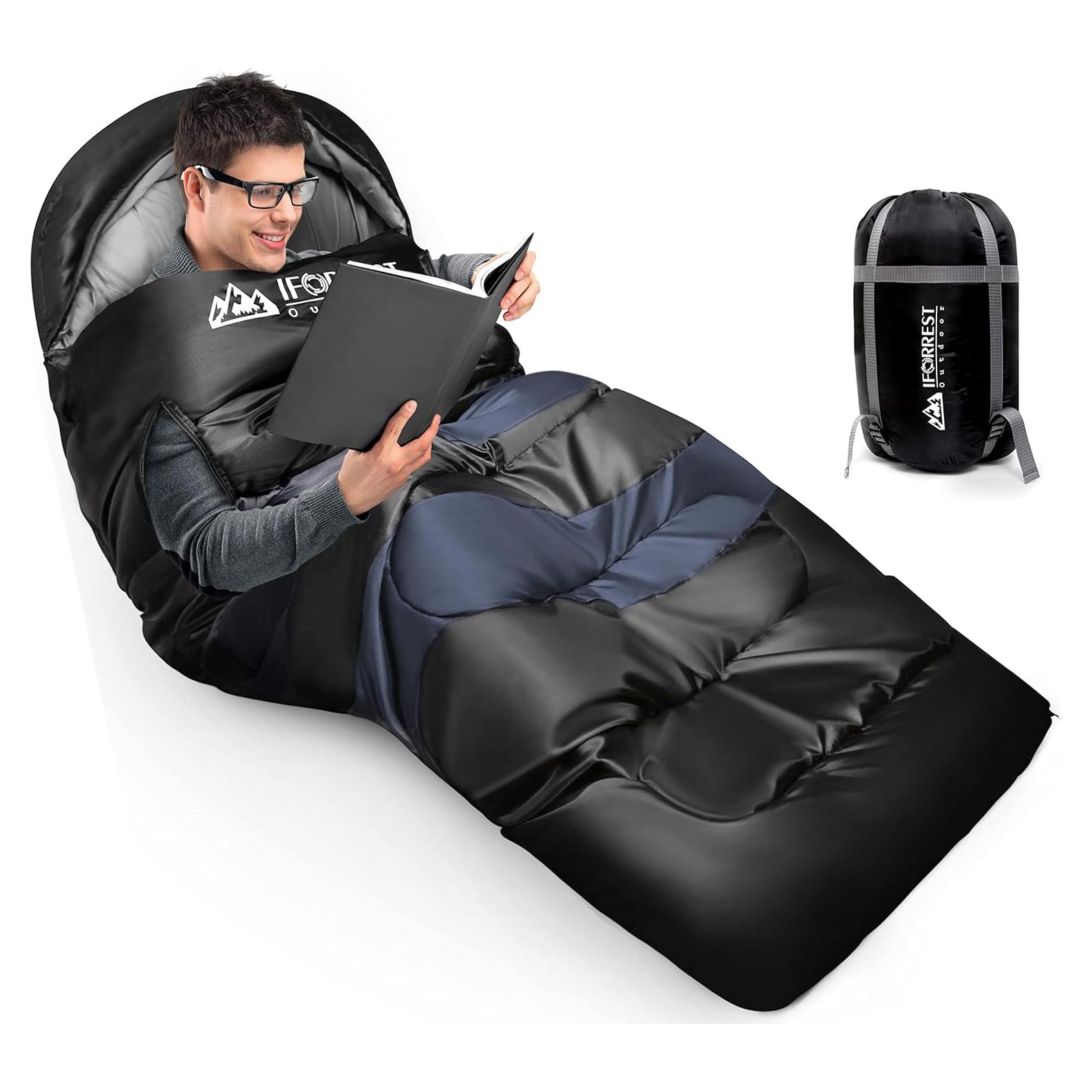 Saco de dormir IFORREST XXL para camping - 87x102cm, 1 persona