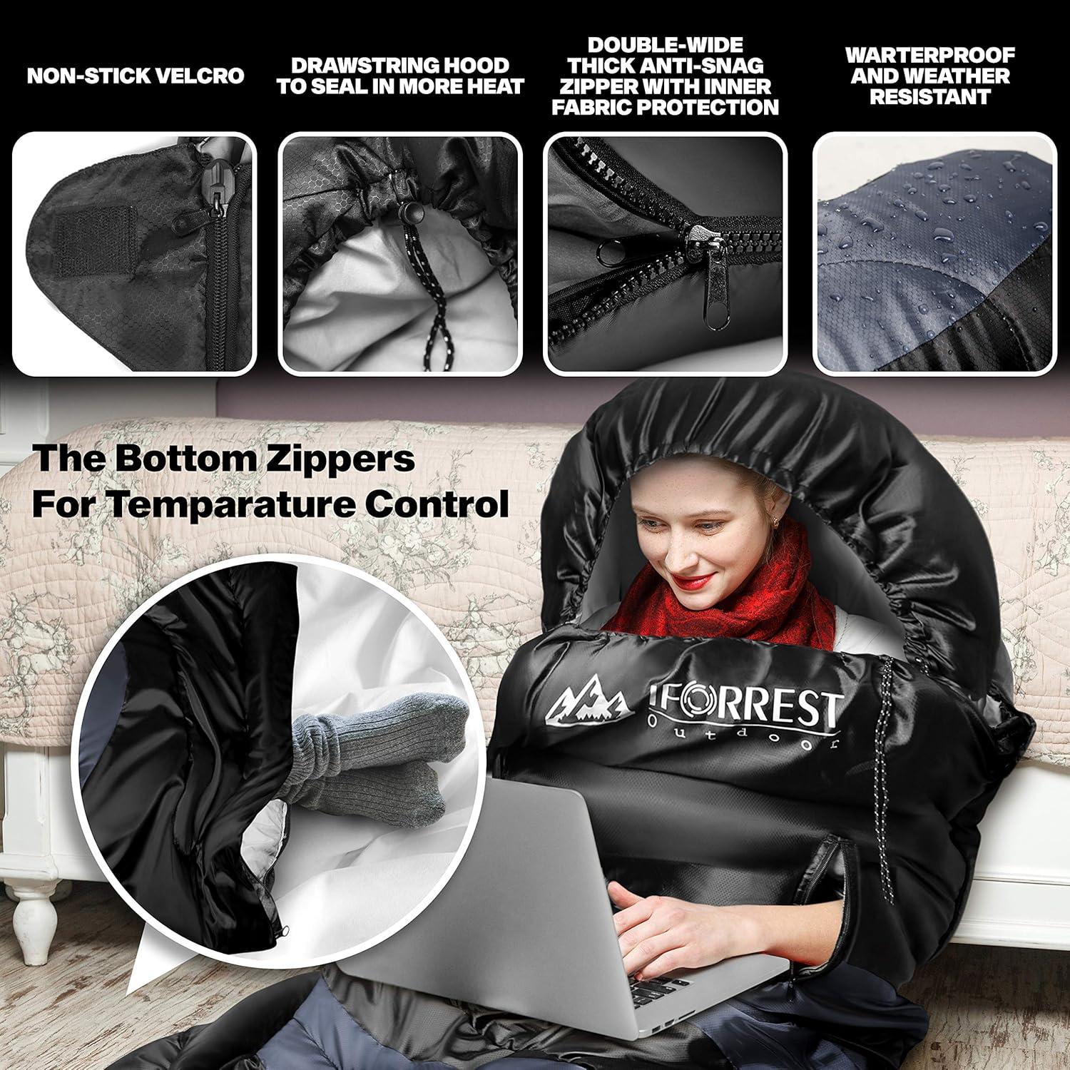 Saco de dormir IFORREST XXL para camping - 87x102cm, 1 persona