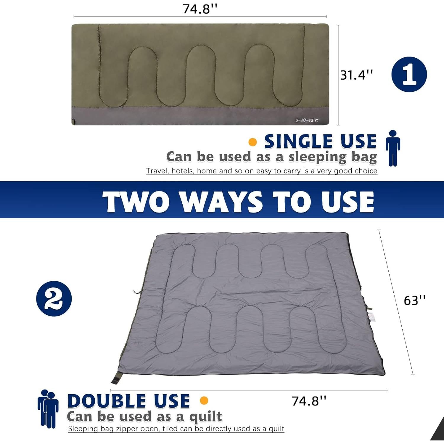 Saco de Dormir Tipo Sobre Arctic Lemmings 3 Temporadas 189.9x80cm