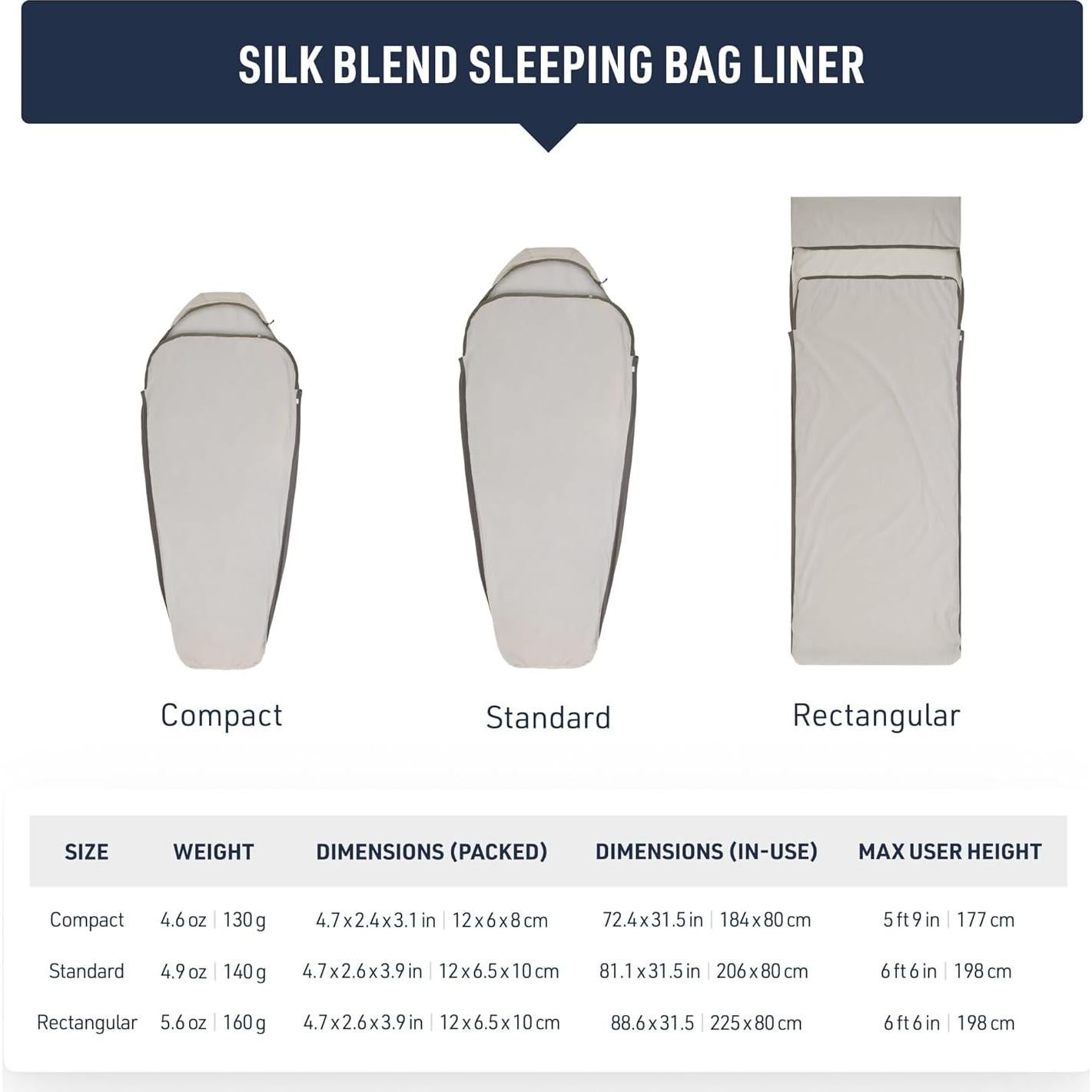 Forro de Saco de Dormir Sea to Summit Mezcla de Seda 182.88x106.68cm