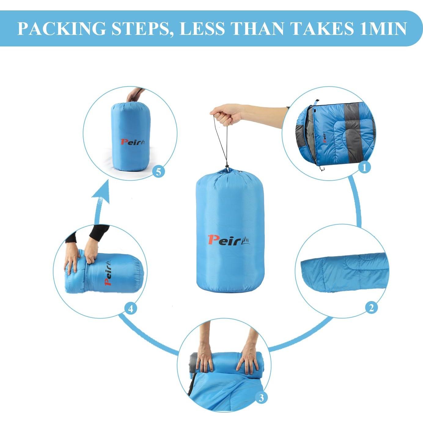 Saco de Dormir Peirhw 3 Estaciones Adulto Impermeable Azul