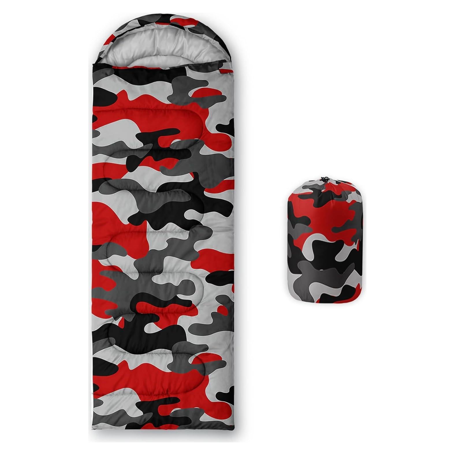 Saco de Dormir Nttopship Individual Camo Rojo 230x80 cm