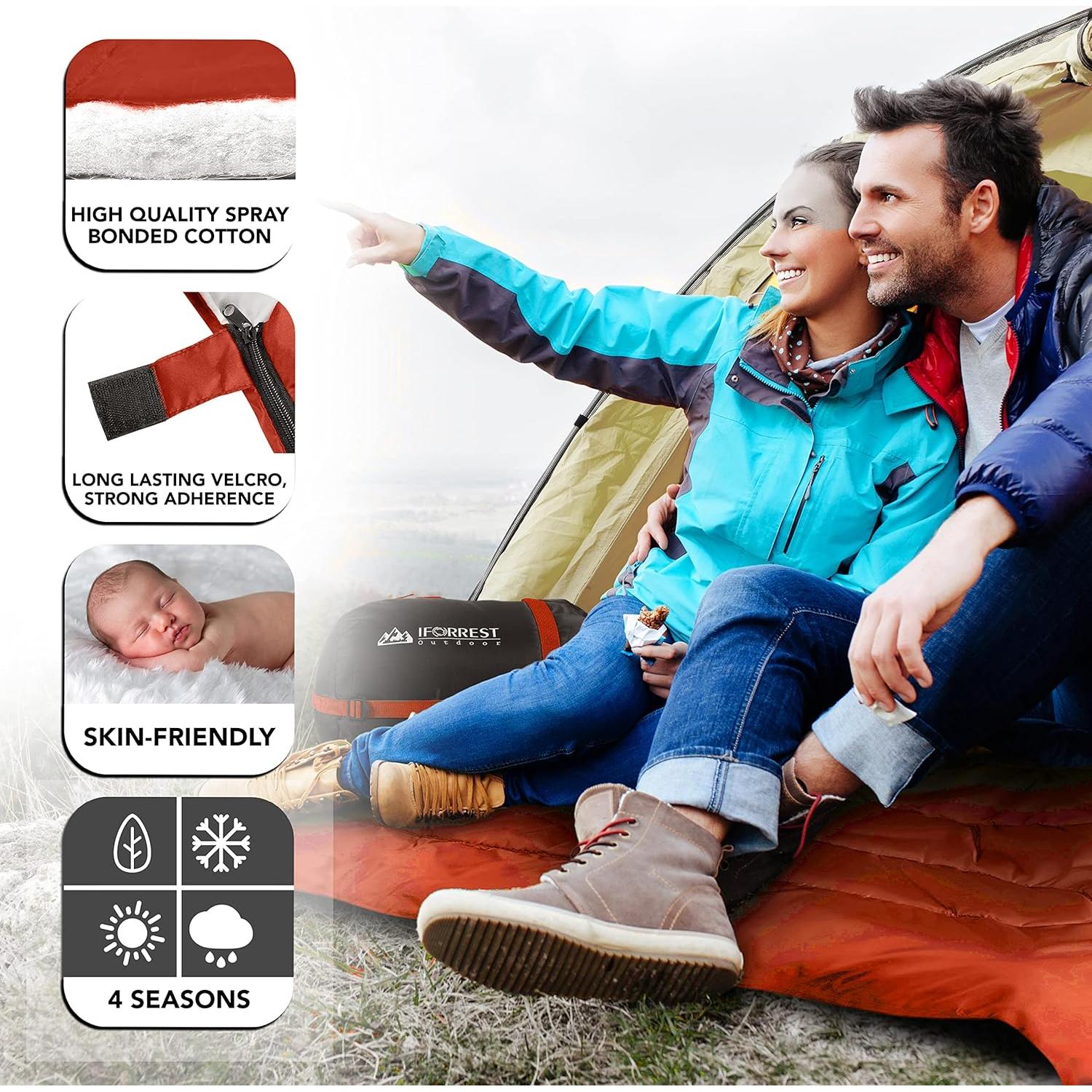 Saco de Dormir Doble IFORREST XL para 2 Personas - Climas Fríos