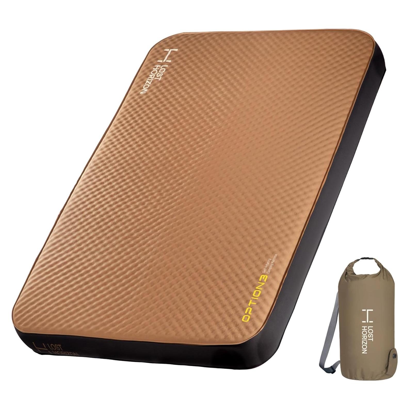 LOSTHORIZON Air & Foam Camping Mattress, Self-Inflating Sleeping Pad, 4.5" Thick, with Pump Sack, Full
