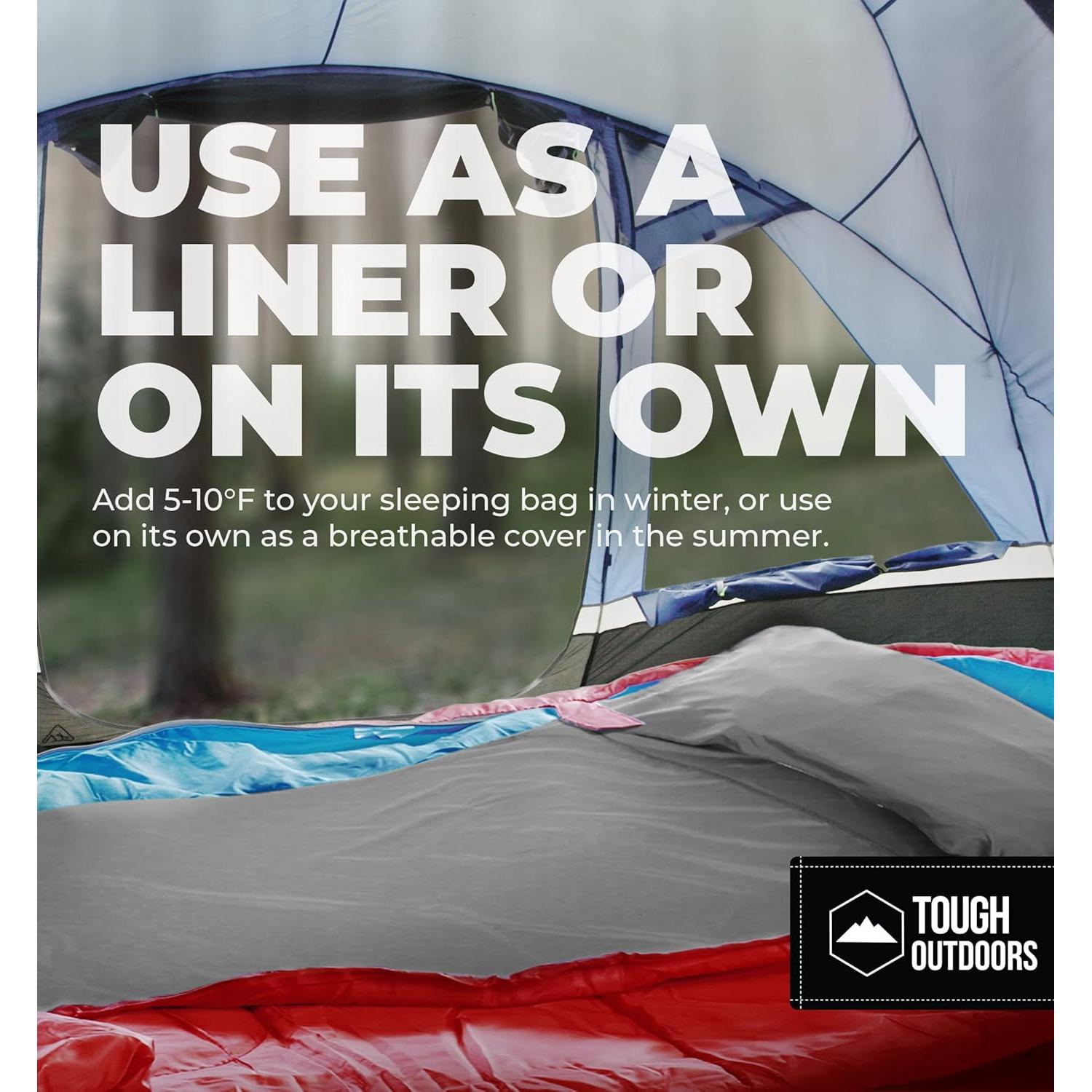 Forro de Saco de Dormir XL Tough Outdoors - Gris Sin Cremallera