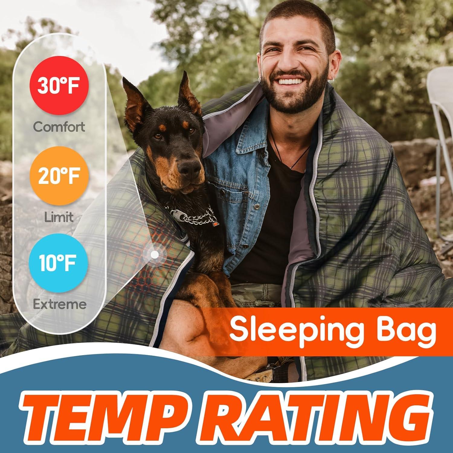 Saco de Dormir MEREZA XL Invierno 10°C a 30°C con Almohada