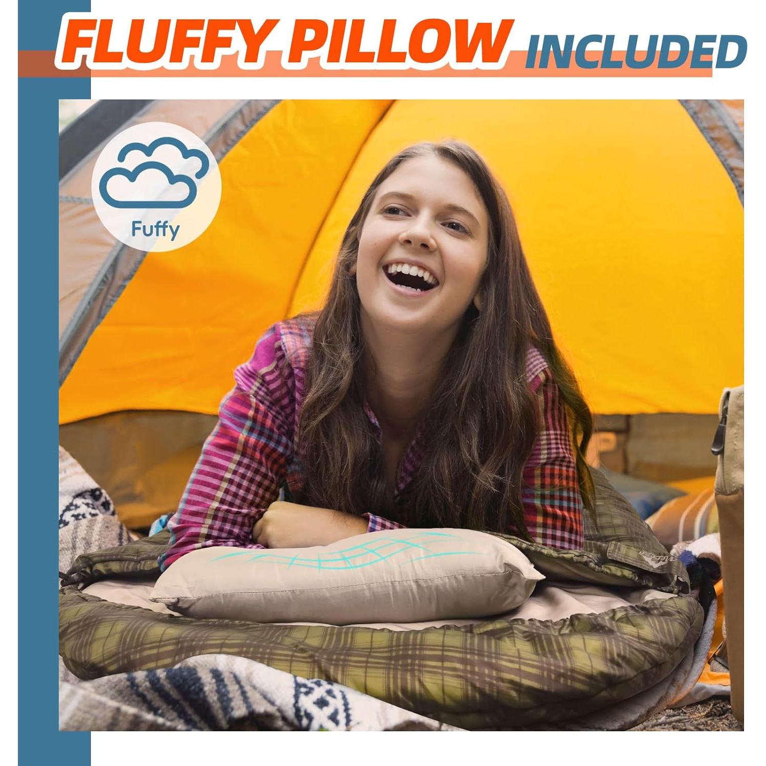 Saco de Dormir MEREZA XL Invierno 10°C a 30°C con Almohada