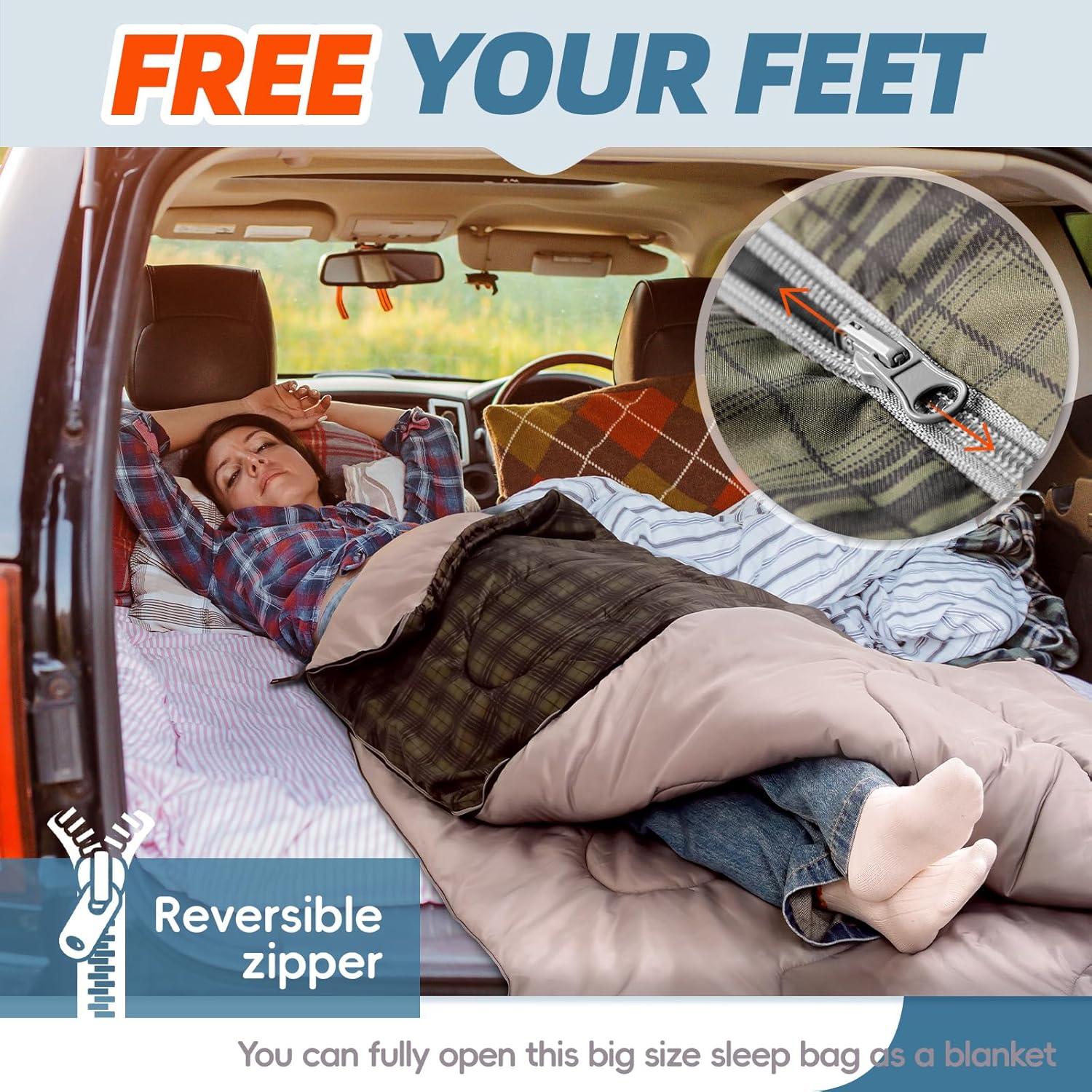 Saco de Dormir MEREZA XL Invierno 10°C a 30°C con Almohada