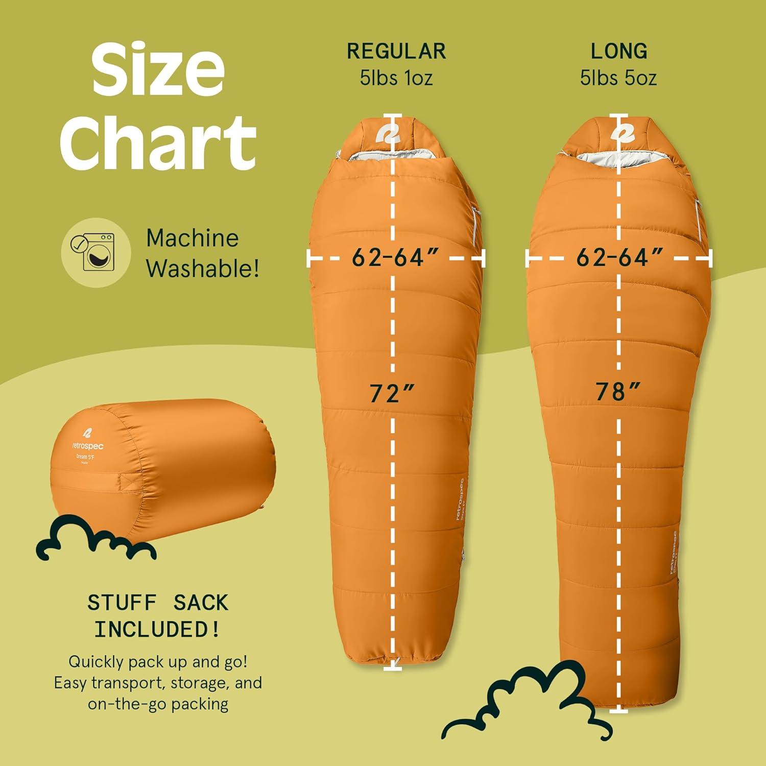 Saco de dormir Retrospec Dream 30ºC Momia Aislado para Acampar