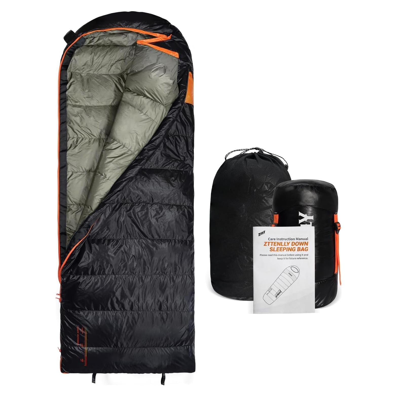 Saco de Dormir ZTTENLLY de Plumas 0/20/30°C - Compacto y Ligero