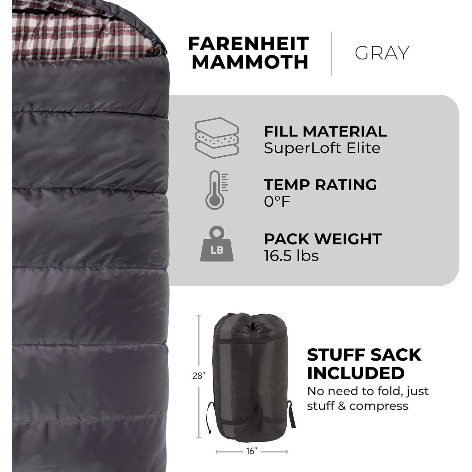 Saco de dormir TETON Sports Mammoth 20F Doble 239x157 cm