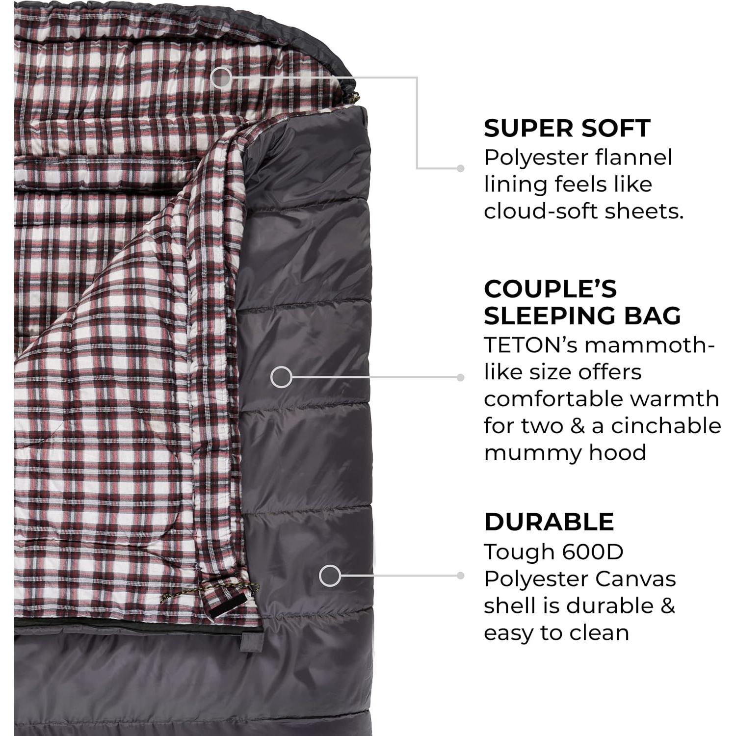 Saco de dormir TETON Sports Mammoth 20F Doble 239x157 cm