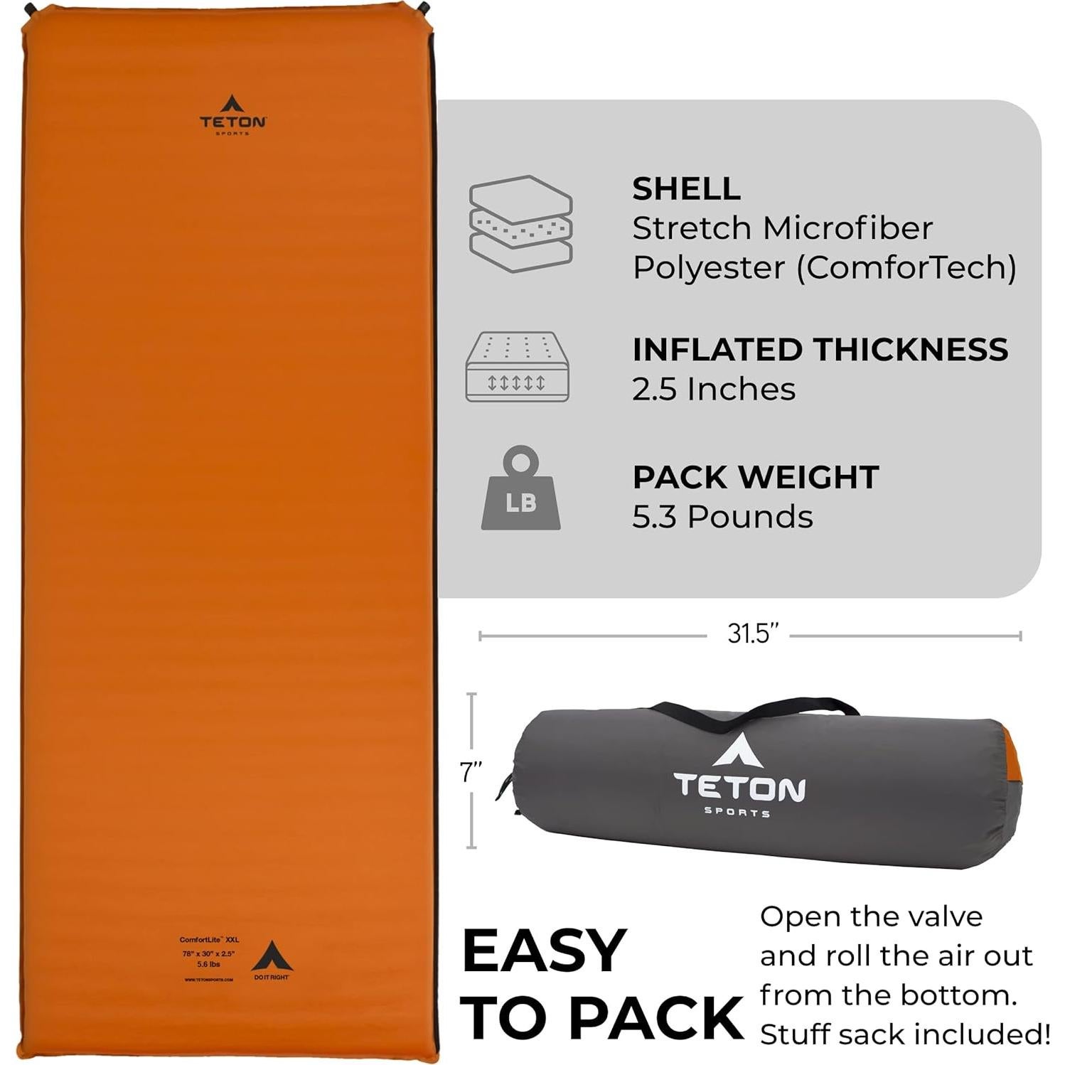 Almohadilla de Dormir Autoinflable TETON Sports XXL 198x76cm