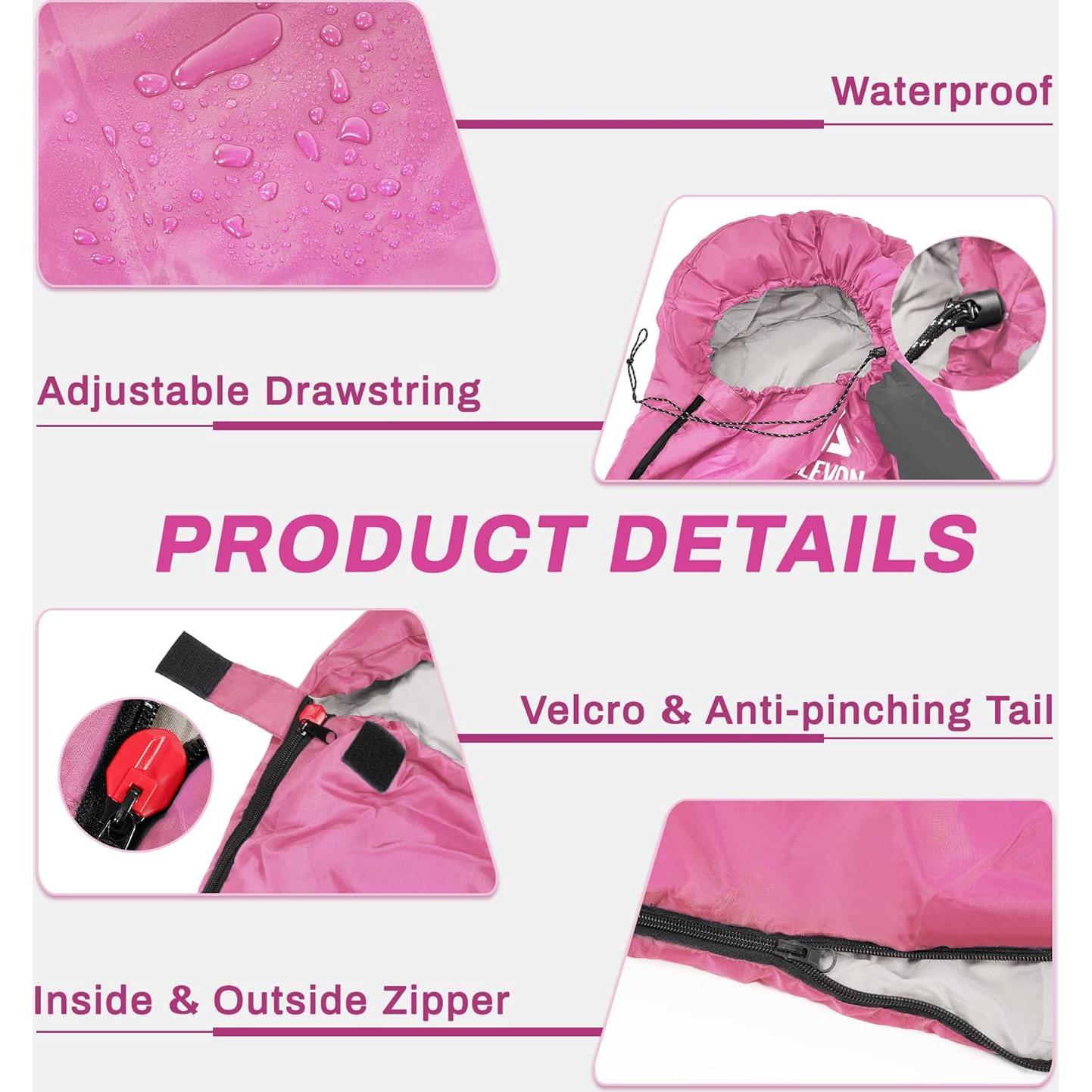 Saco de dormir Elevon 3-4 estaciones ligero y compacto 220x80cm