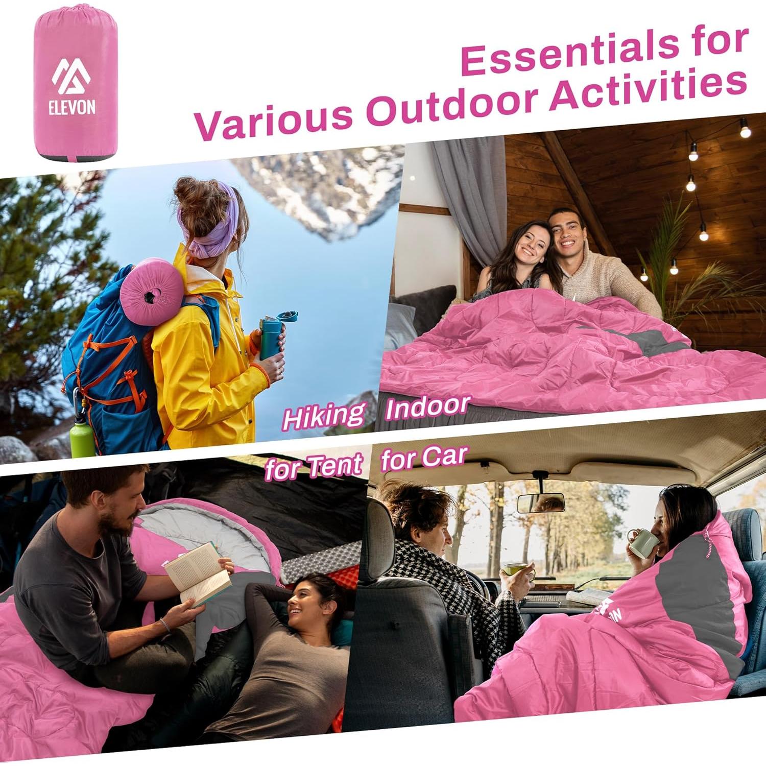 Saco de dormir Elevon 3-4 estaciones ligero y compacto 220x80cm