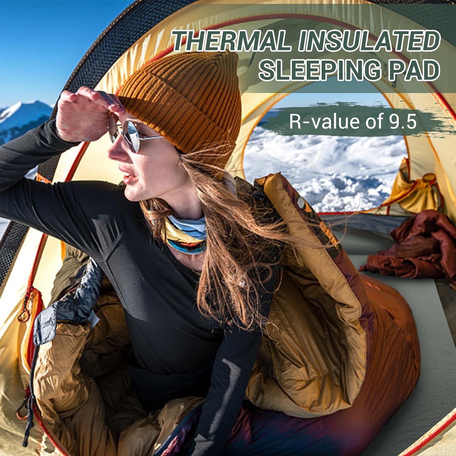 Self Inflating Sleeping Pad, 3.15" Ultra-Thick Memory Foam Camping Pad with Pillow Fast Inflating in 20s Insulated Camping Mattress Pad 4-Season Camp Sleeping Mat for Camp/Travel/Car/Tent