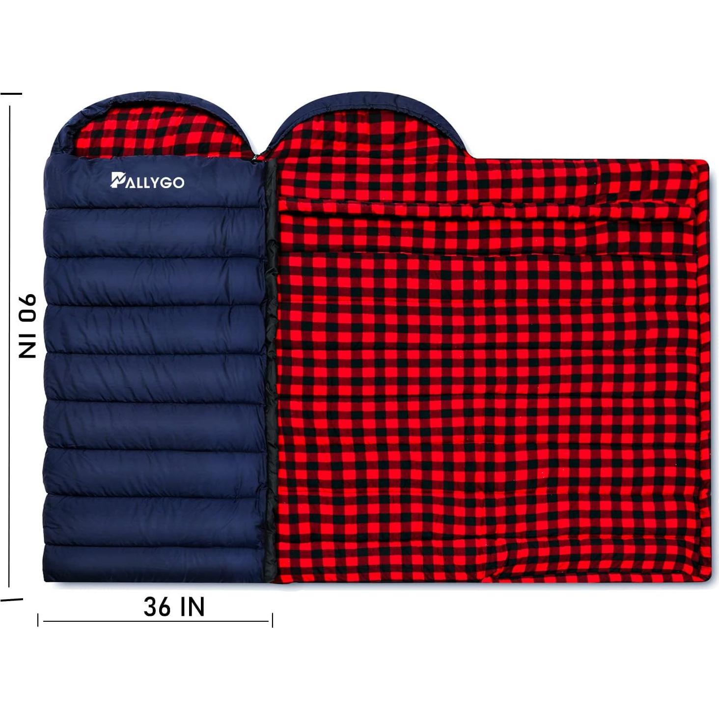 Saco de Dormir PALLYGO Invierno 0°C Franela Extra Grande