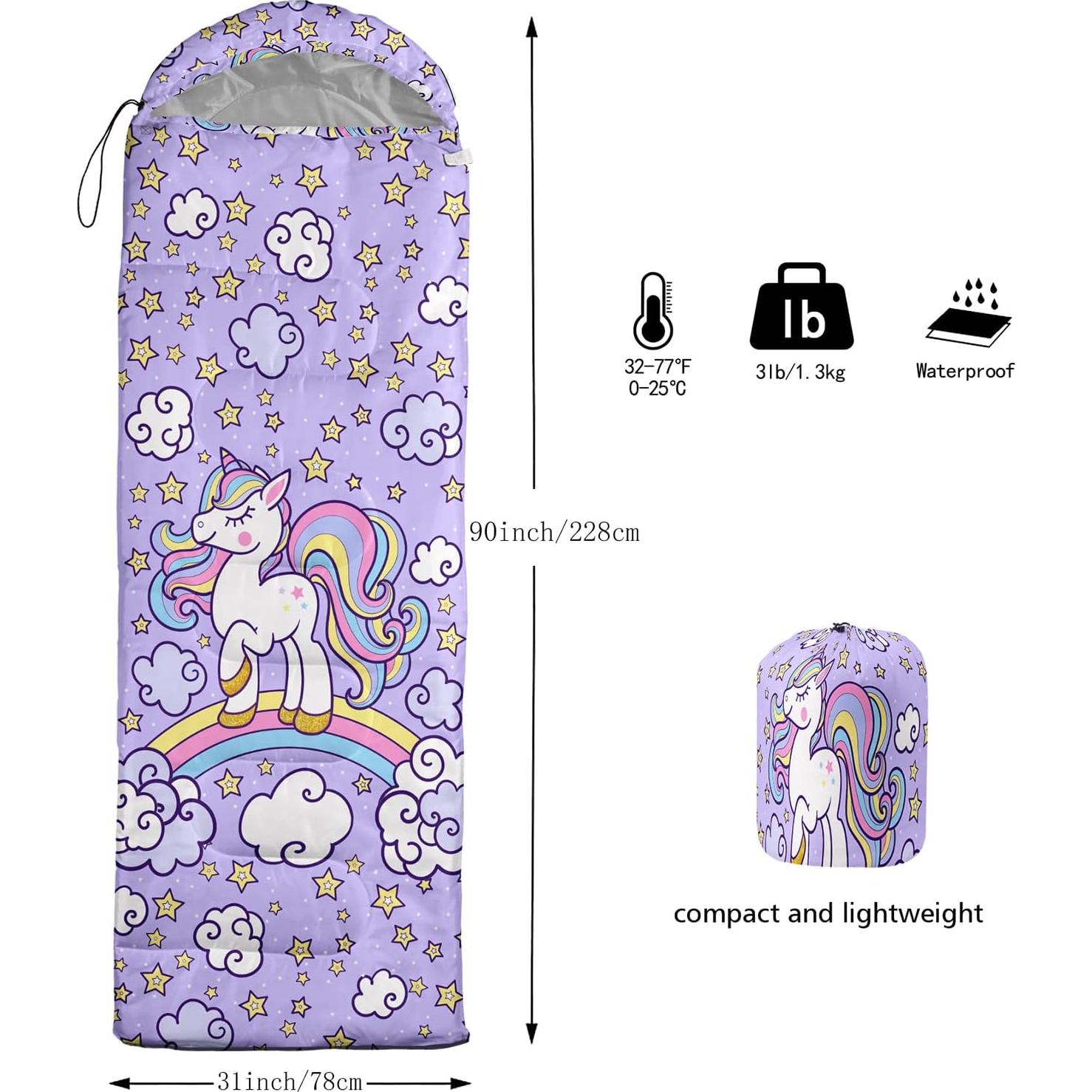 Saco de Dormir Axolotl Unicornio 230x80 cm Impermeable