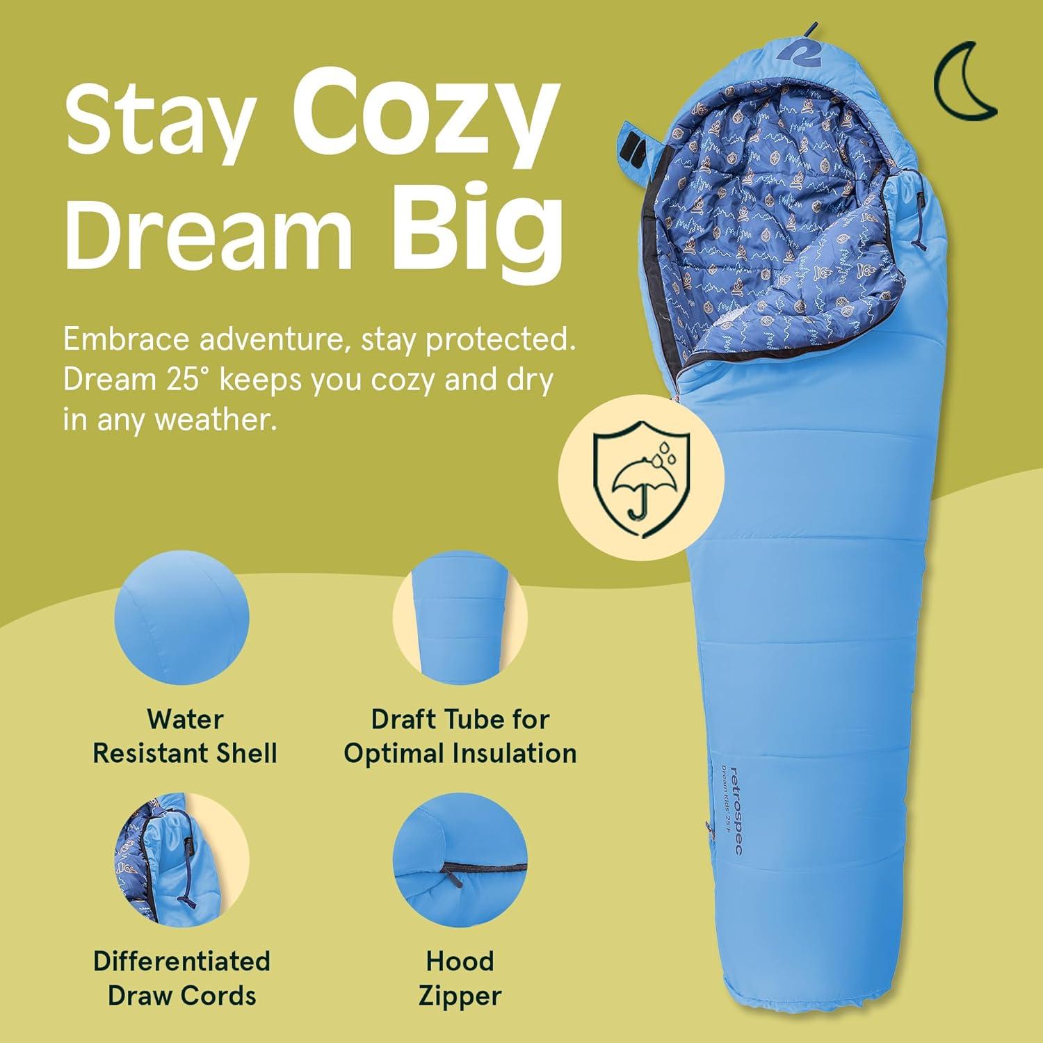 Saco de dormir mummy Retrospec Dream 25 para niños - Aislado y ligero