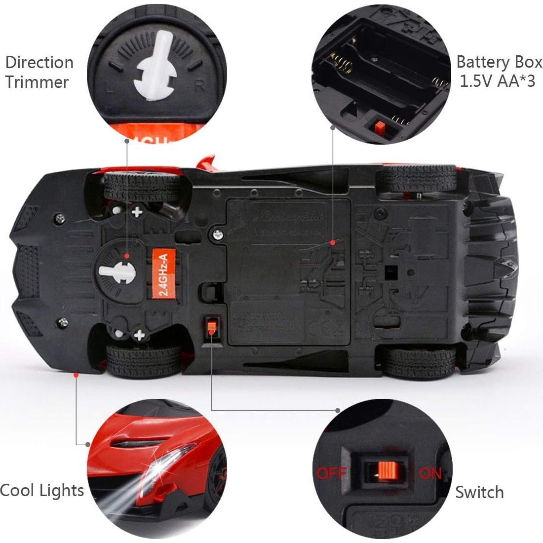 Coche RC QUN FENG Lamborghini Veneno 1:24 Rojo