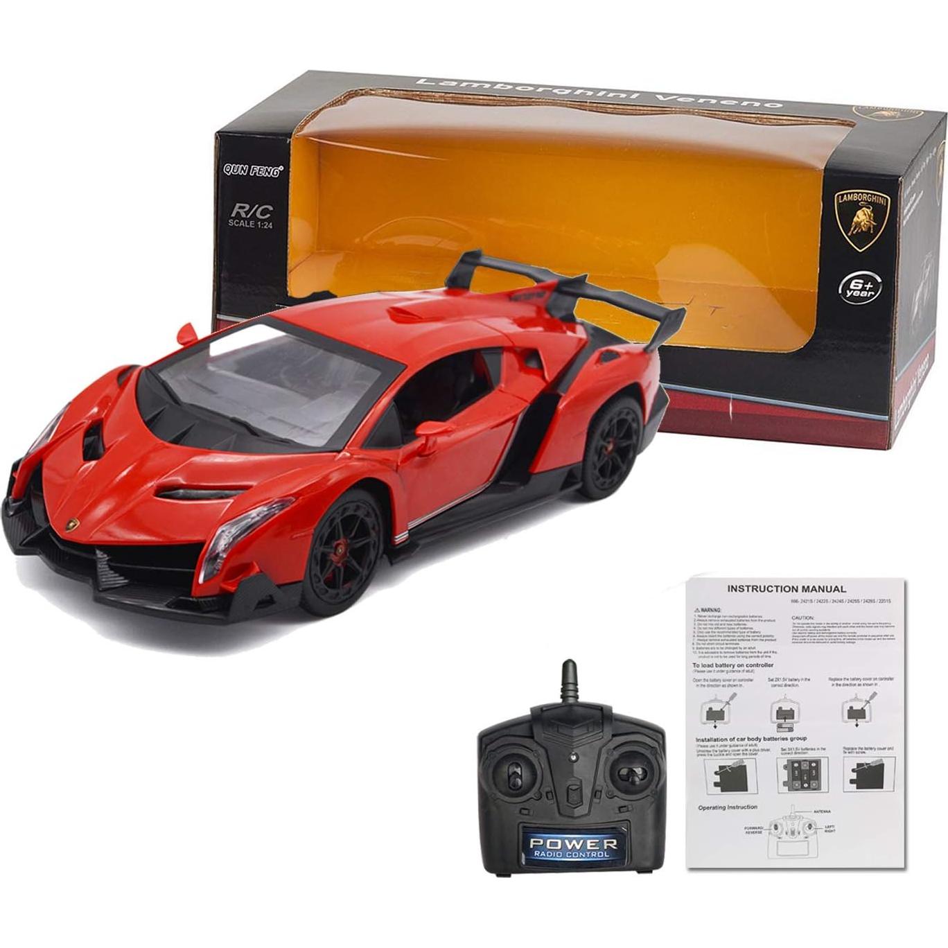 Coche RC QUN FENG Lamborghini Veneno 1:24 Rojo