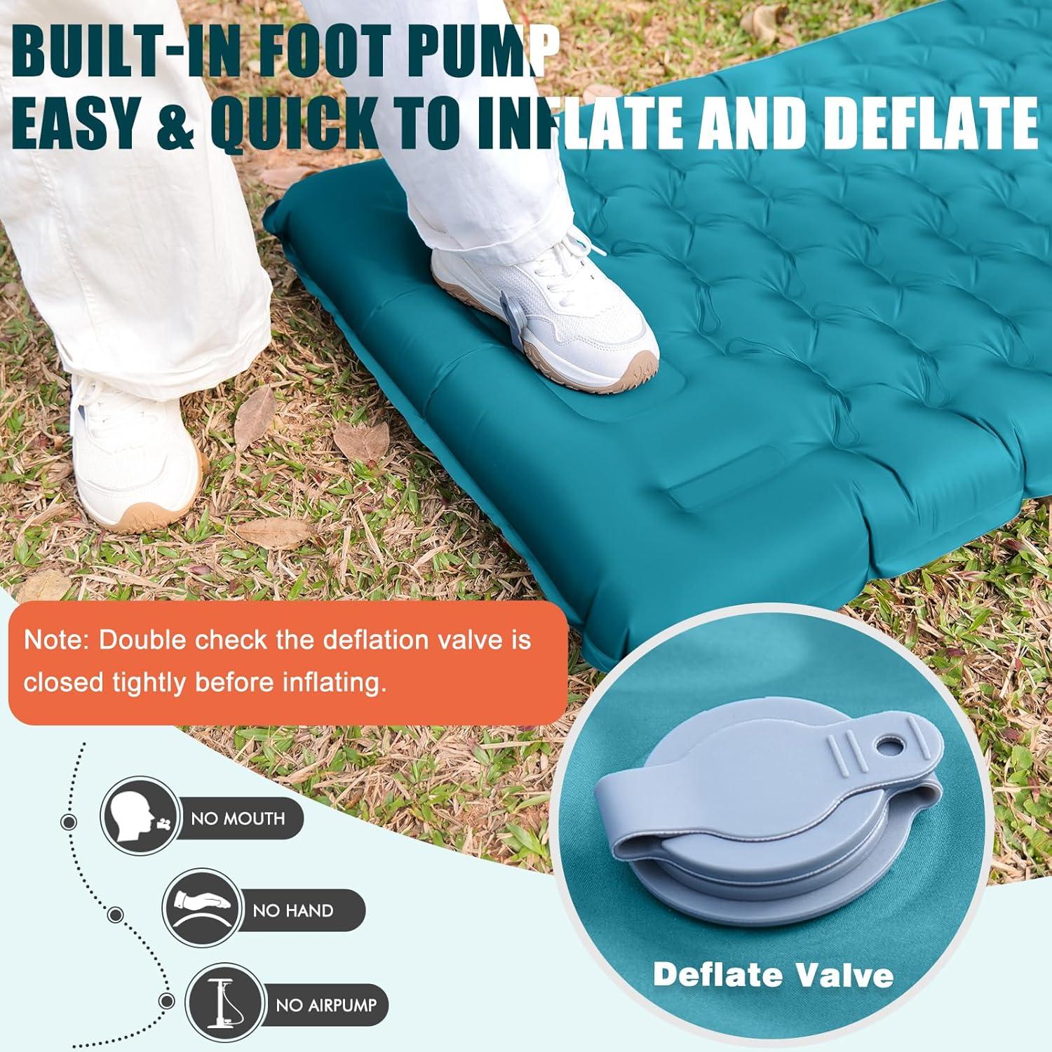 Colchón Inflable GDREAMT 4" con Almohada para Camping